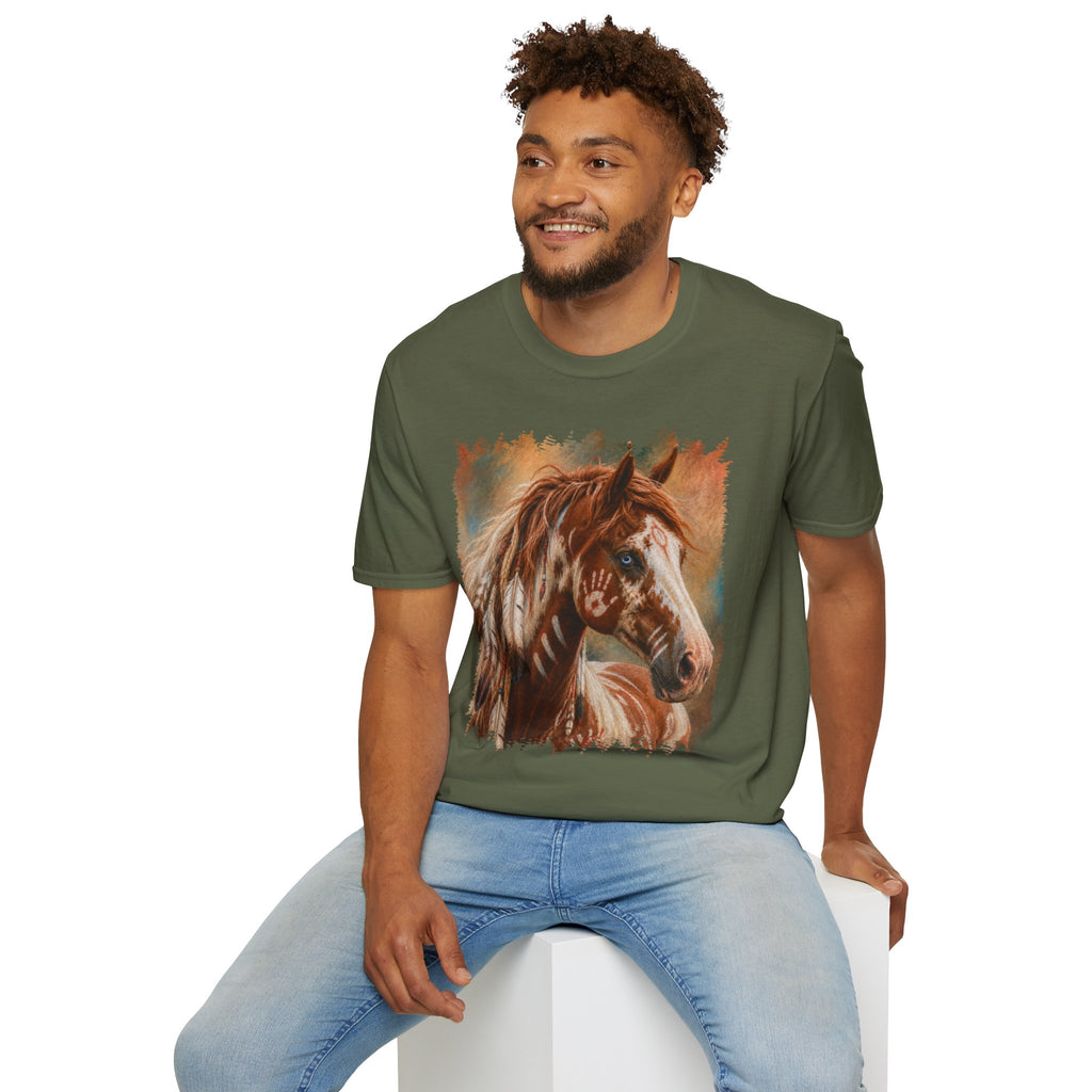 Horse Portrait T-Shirt — Blue-Eyed Paint Horse Art Tee