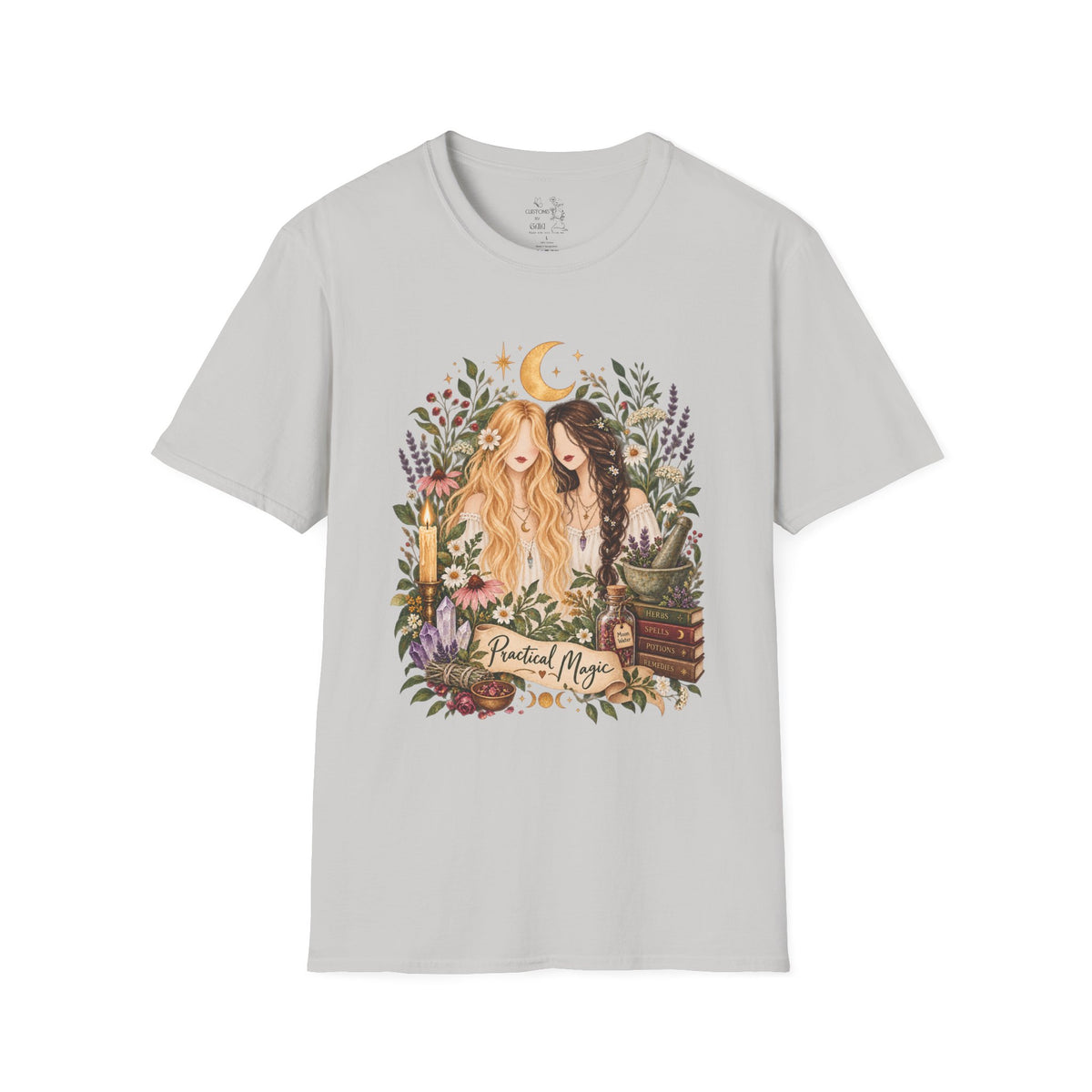 Witchy Sisters T-Shirt – 'Practical Magic' Boho Moon Witch Illustration