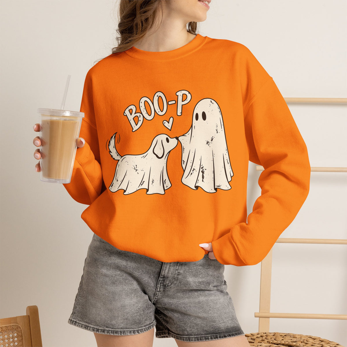 Boo-p Dog & Ghost Halloween Sweatshirt