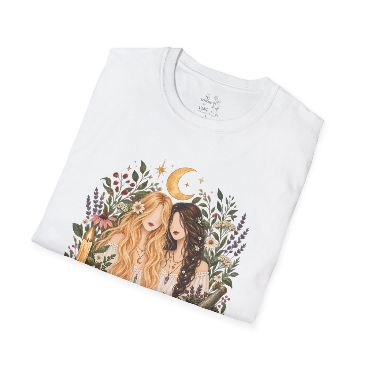 Witchy Sisters T-Shirt – 'Practical Magic' Boho Moon Witch Illustration