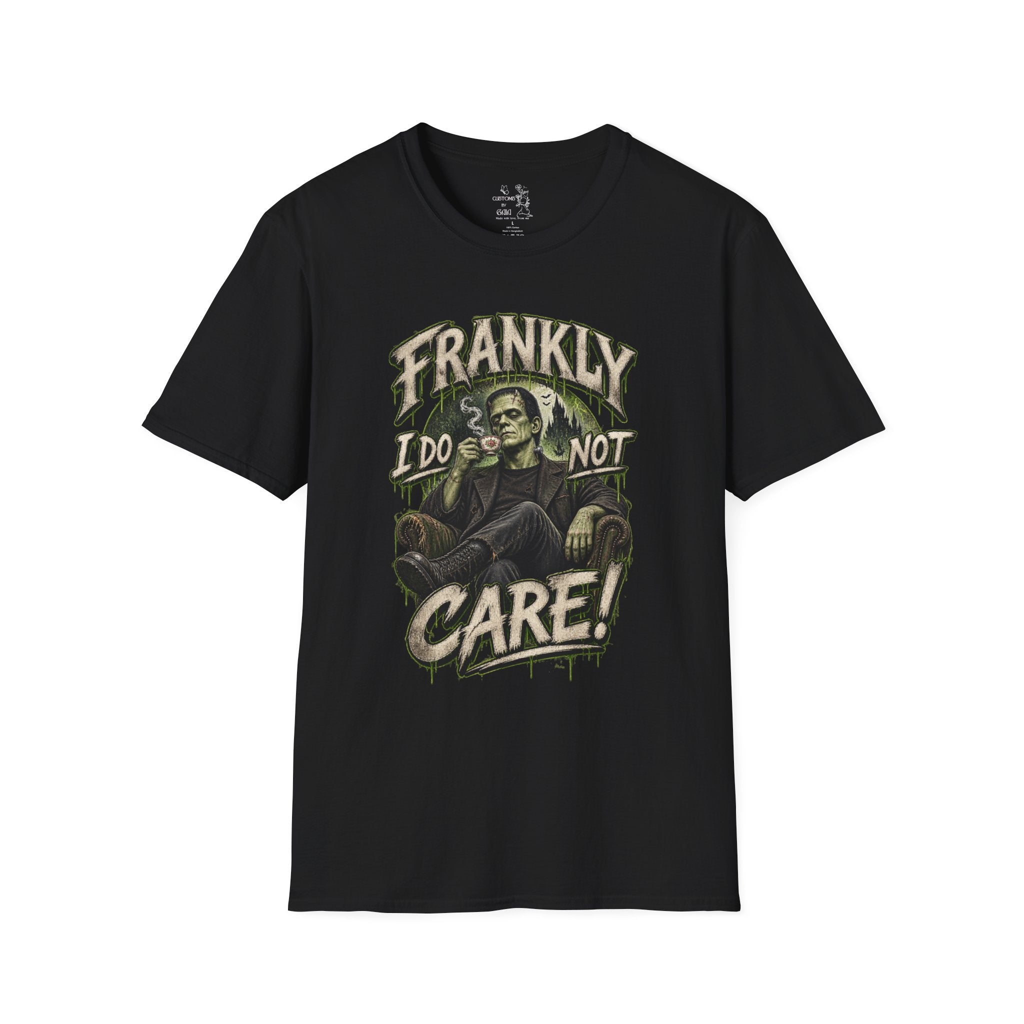 Frankly I Do Not Care T-Shirt — Retro Frankenstein Graphic Tee