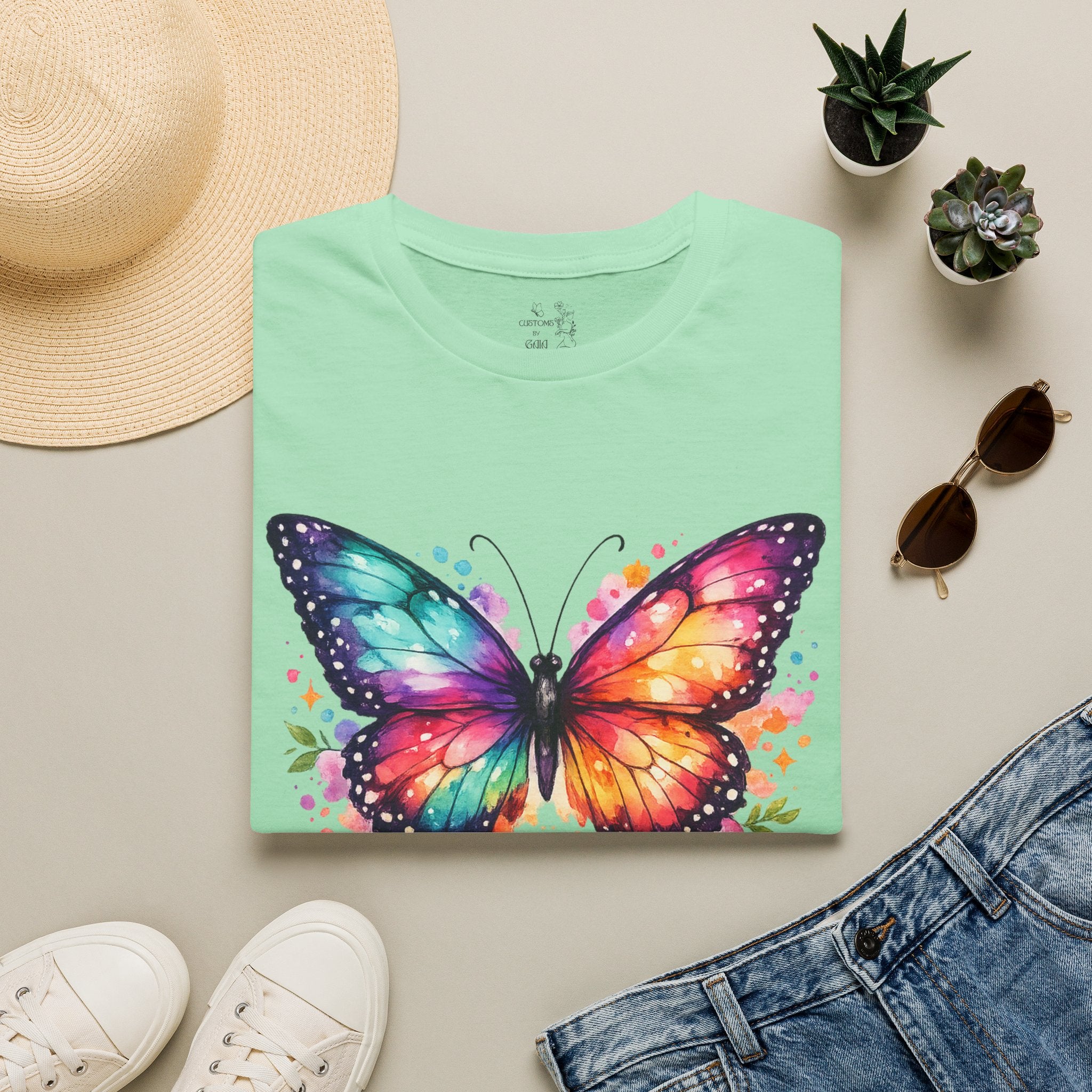 Butterfly "Let It Be" T-Shirt — Colorful Watercolor Wings Graphic Tee