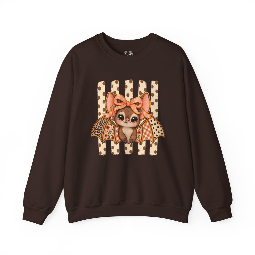 Cute Bat Crewneck Sweatshirt — Kawaii Bat with Bow Graphic
