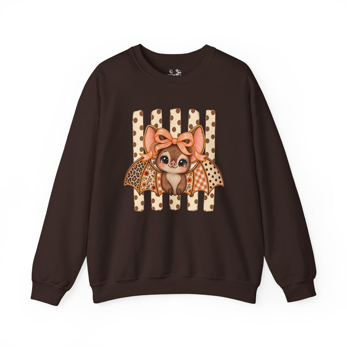 Cute Bat Crewneck Sweatshirt — Kawaii Bat with Bow Graphic