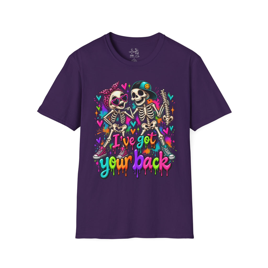 T-Shirt — Colorful Skeleton 'I've Got Your Back' Friend Graphic Tee