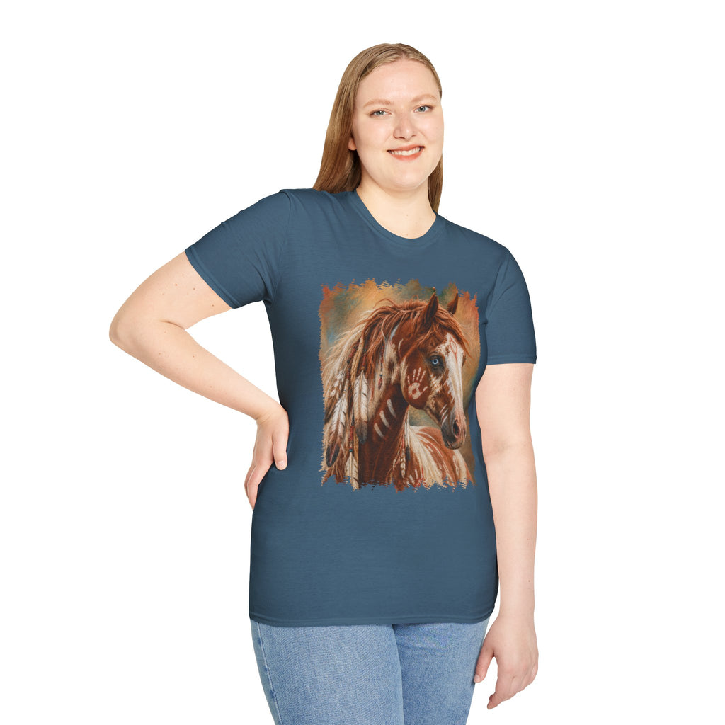 Horse Portrait T-Shirt — Blue-Eyed Paint Horse Art Tee