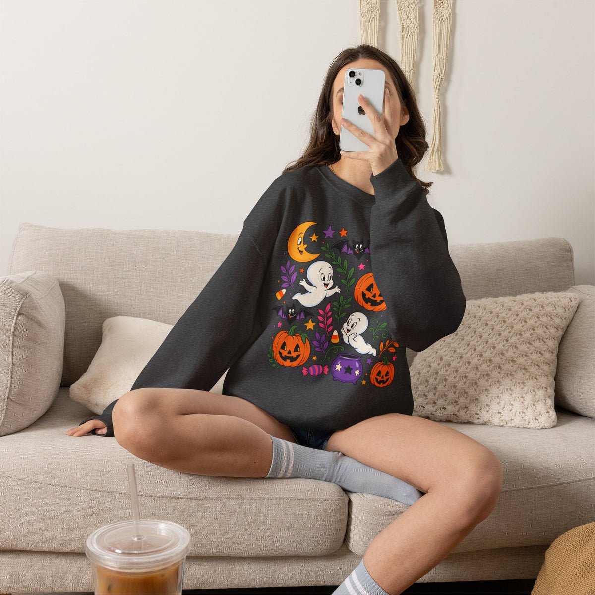 Halloween Ghosts & Pumpkins Crewneck Sweatshirt
