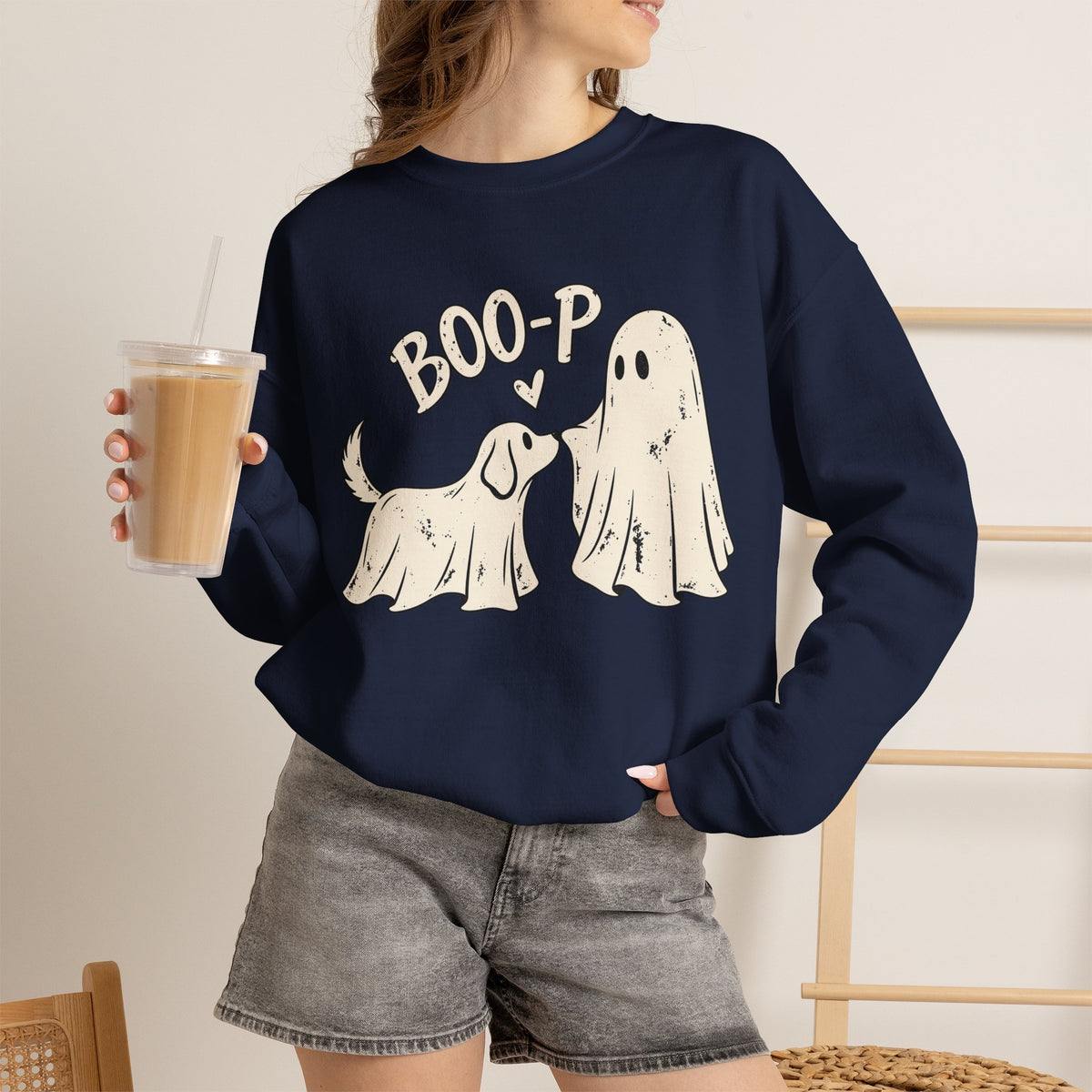 Boo-p Dog & Ghost Halloween Sweatshirt