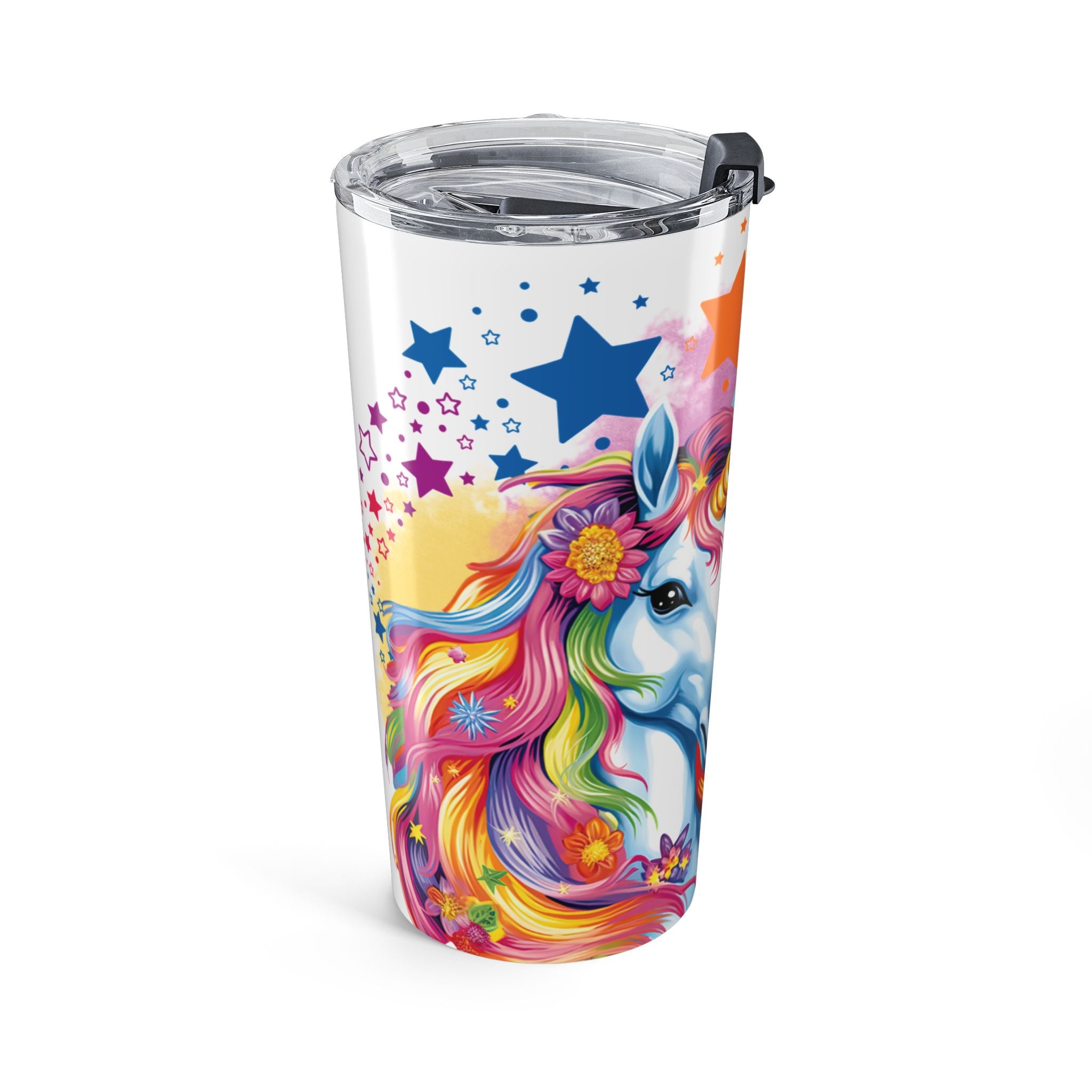 20oz Unicorn Tumbler — Colorful Magical Unicorn Travel Cup IN WHITE