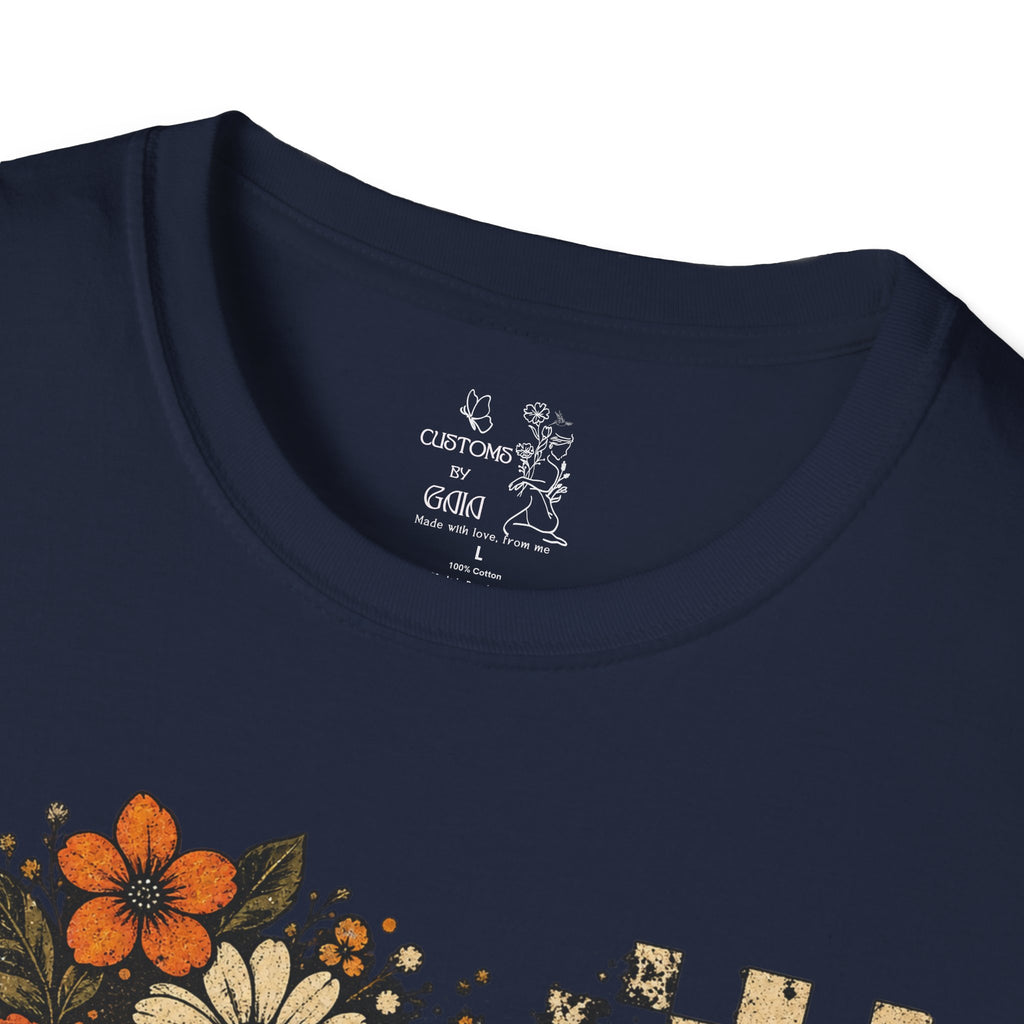 Floral Skull T-Shirt – Gothic Sunflower Checkerboard Design