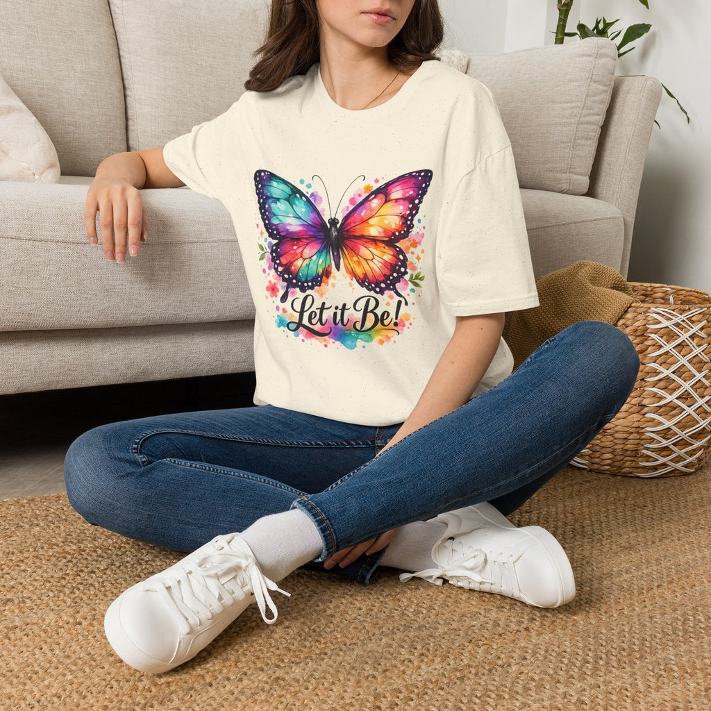 Butterfly "Let It Be" T-Shirt — Colorful Watercolor Wings Graphic Tee