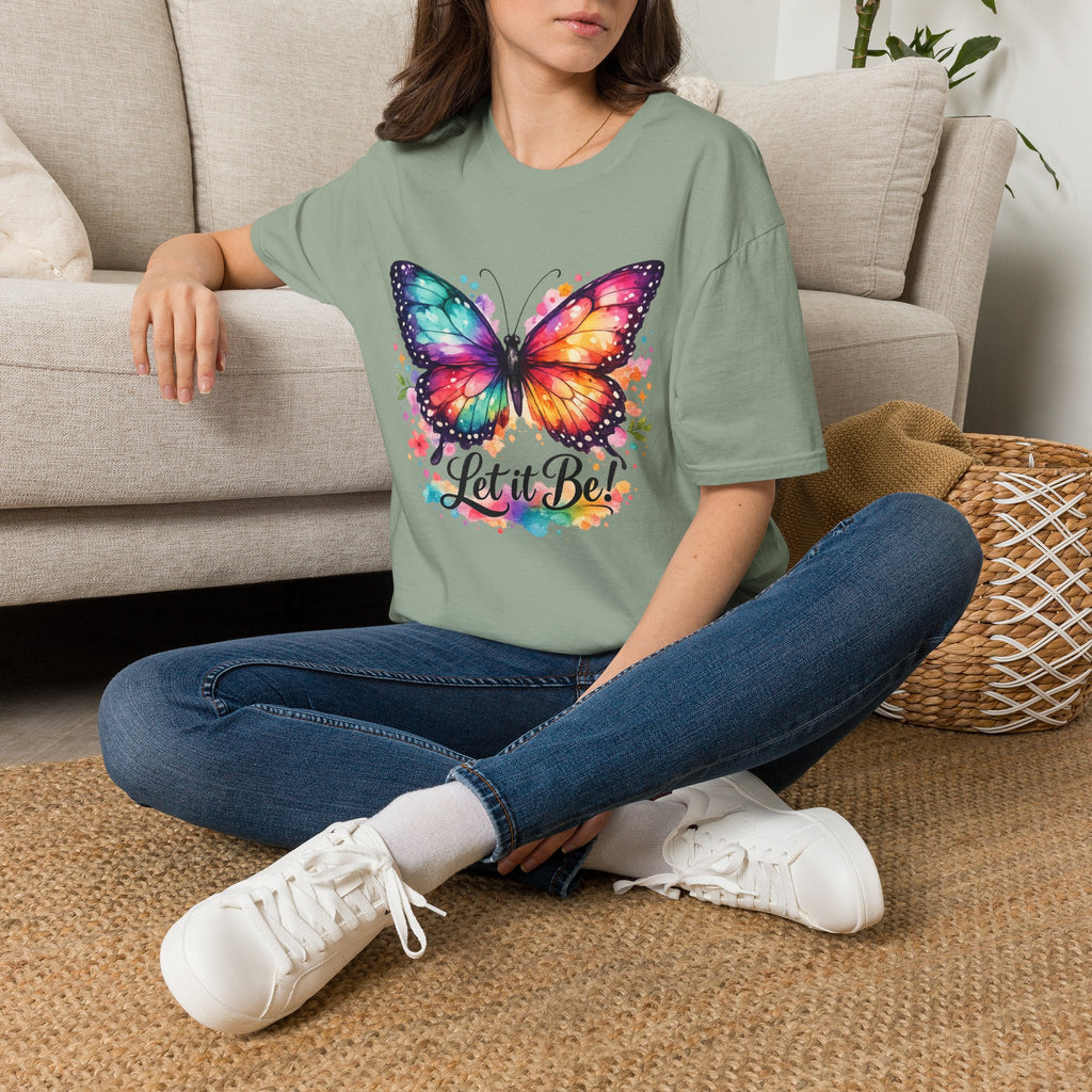 Butterfly "Let It Be" T-Shirt — Colorful Watercolor Wings Graphic Tee