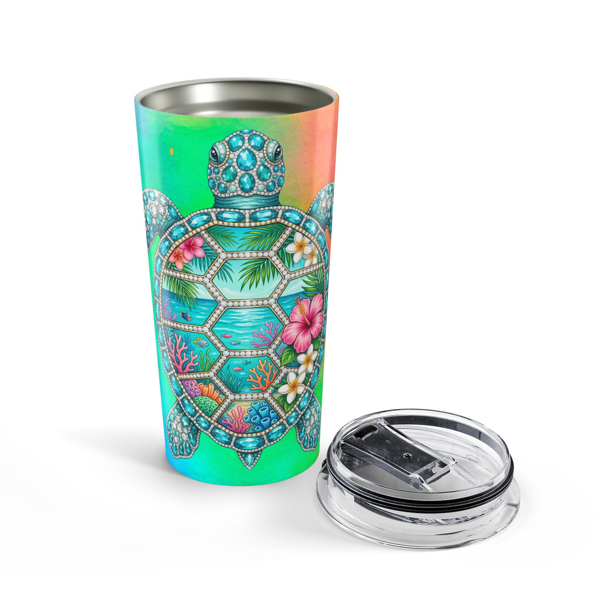 Sea Turtle 20oz Tumbler — Tropical Hibiscus Stainless Travel Cup