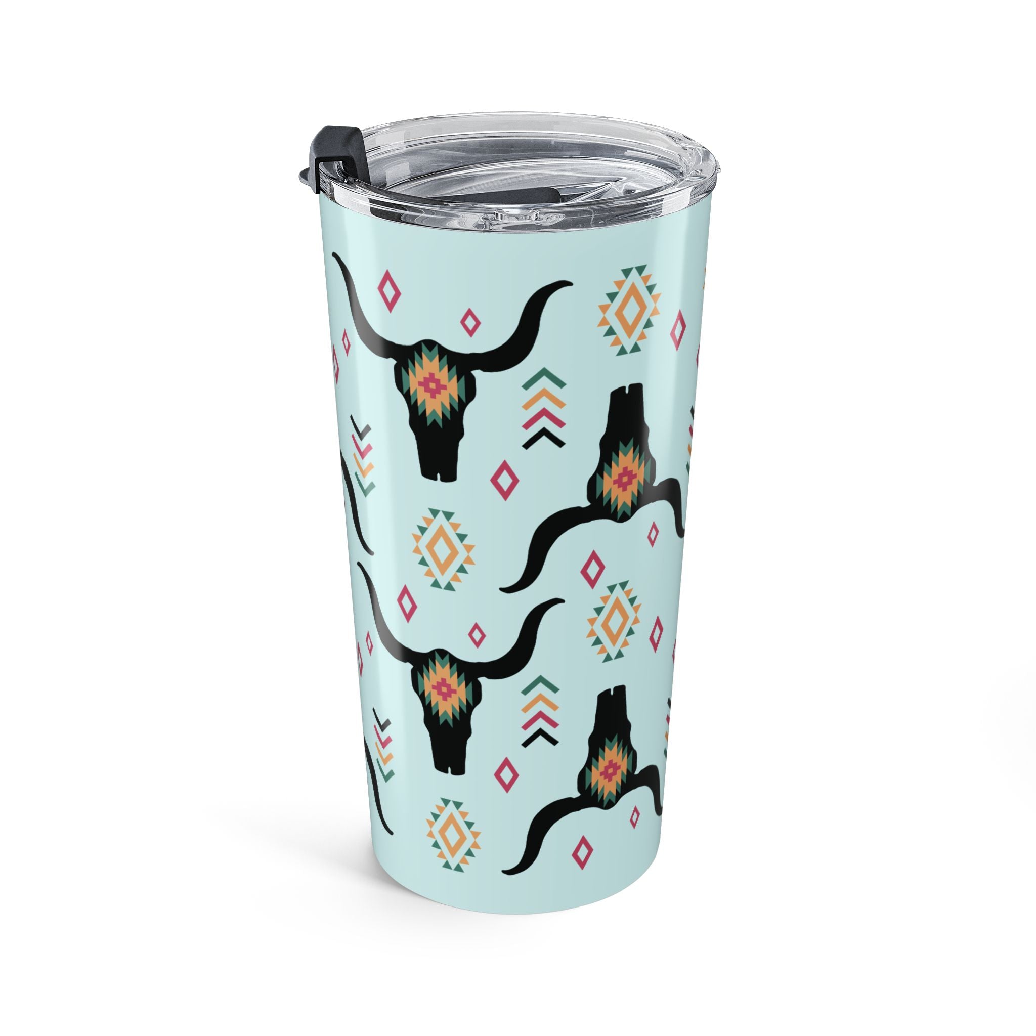 20oz Southwestern Longhorn Tumbler — Aztec Pattern Insulated Travel Cup