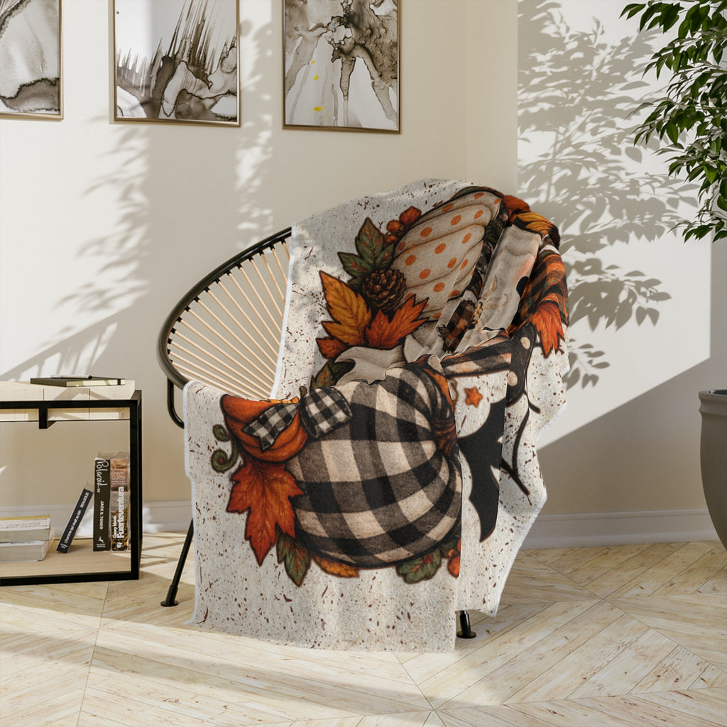 Halloween Ghost Blanket — "In My Spooky Era" Pumpkin & Sunflower Fall Throw