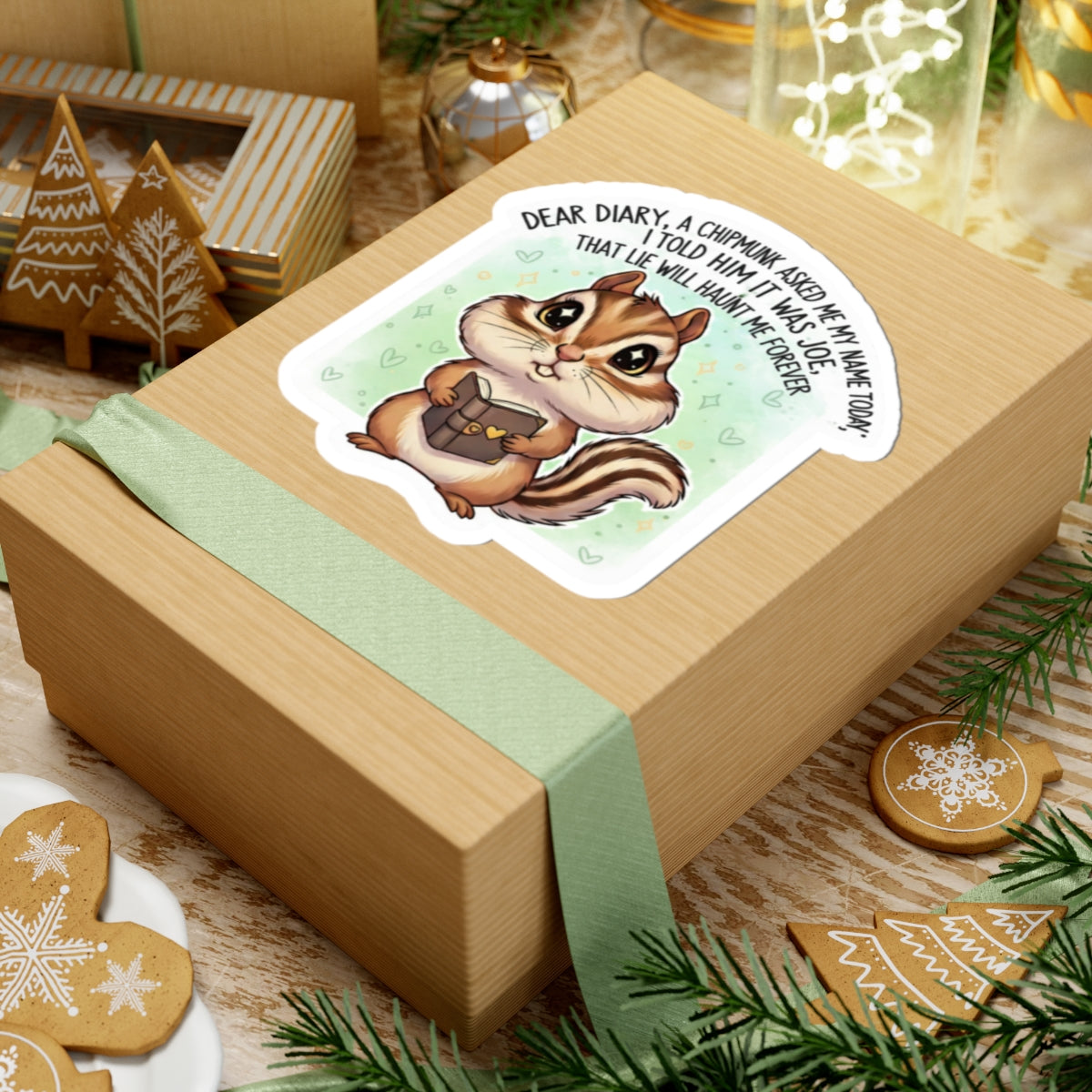 Cute Chipmunk Sticker — "Dear Diary, a Chipmunk Asked Me My Name Today" Kiss-Cut Sticker