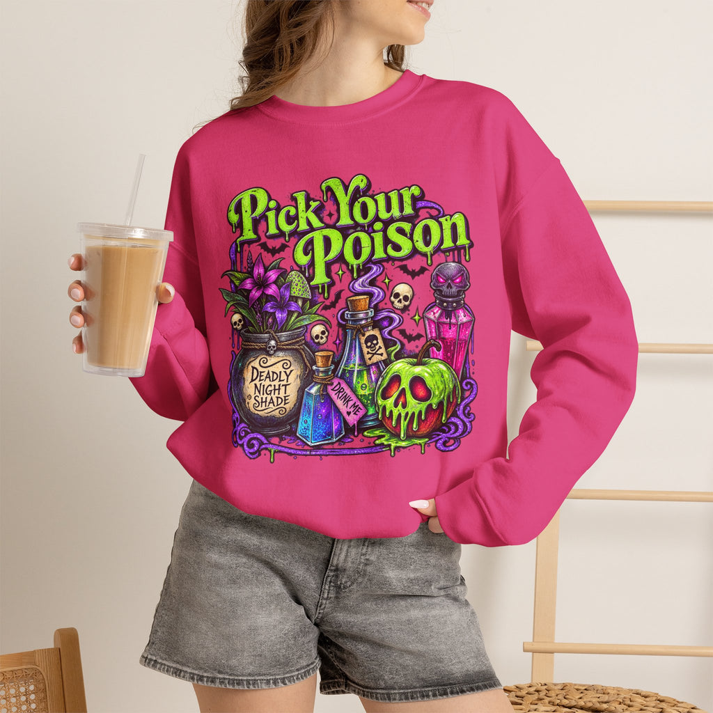 Sweatshirt — "Pick Your Poison" Halloween Potion Graphic Crewneck