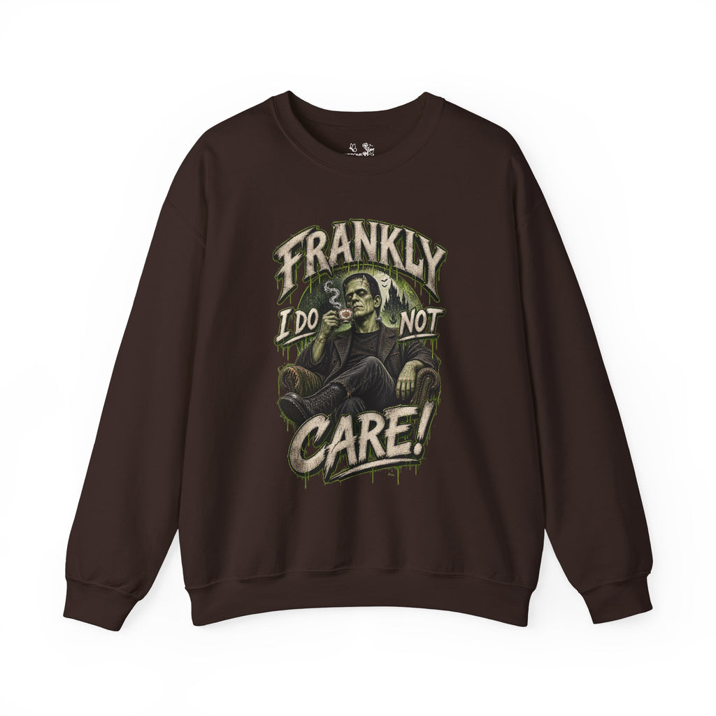 Sweatshirt — "Frankly I Do Not Care" Retro Gothic Skeleton Graphic Crewneck