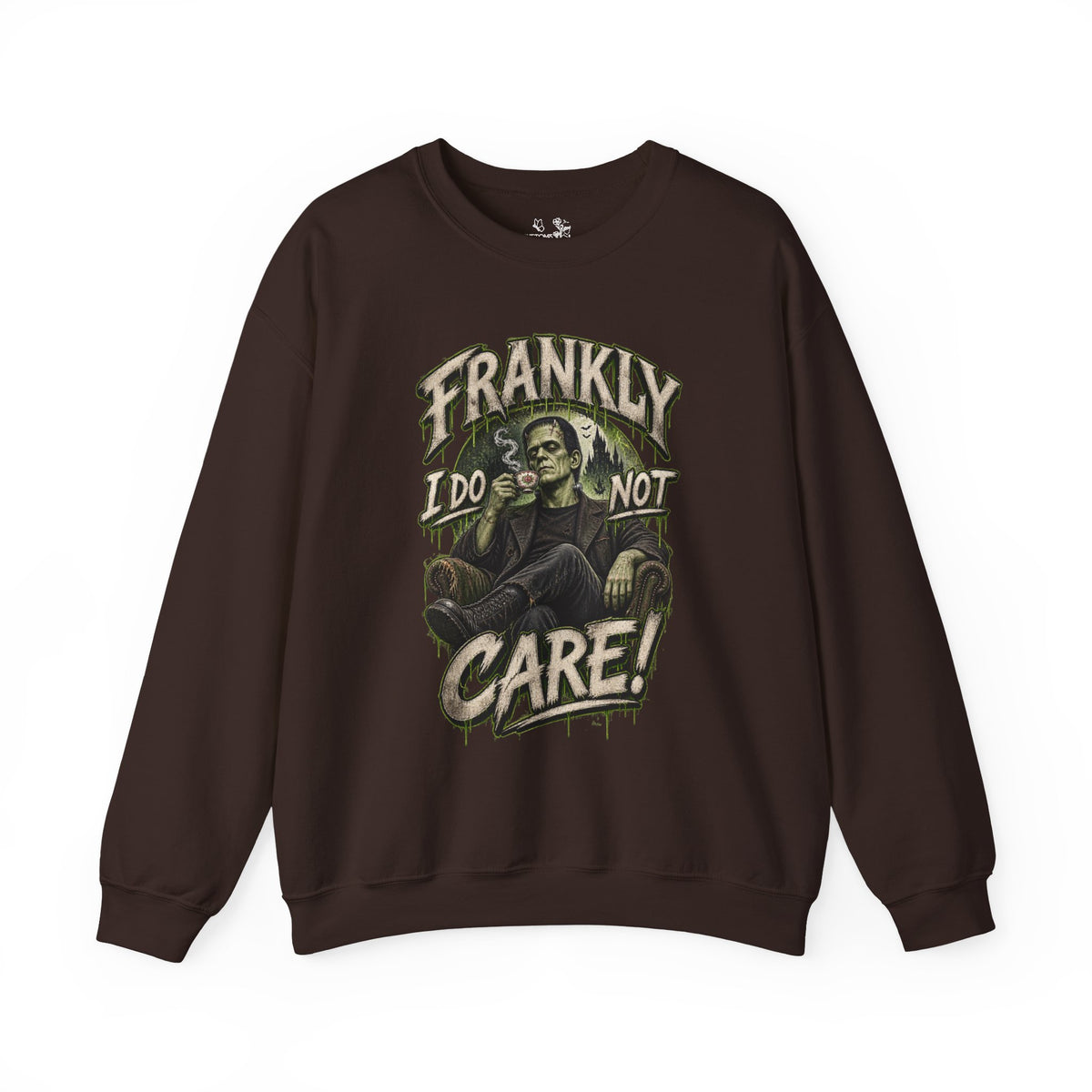 Sweatshirt — "Frankly I Do Not Care" Retro Gothic Skeleton Graphic Crewneck