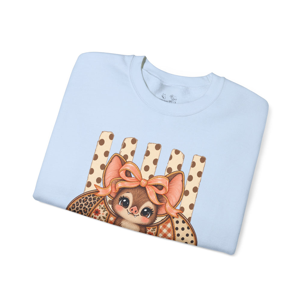 Cute Bat Crewneck Sweatshirt — Kawaii Bat with Bow Graphic