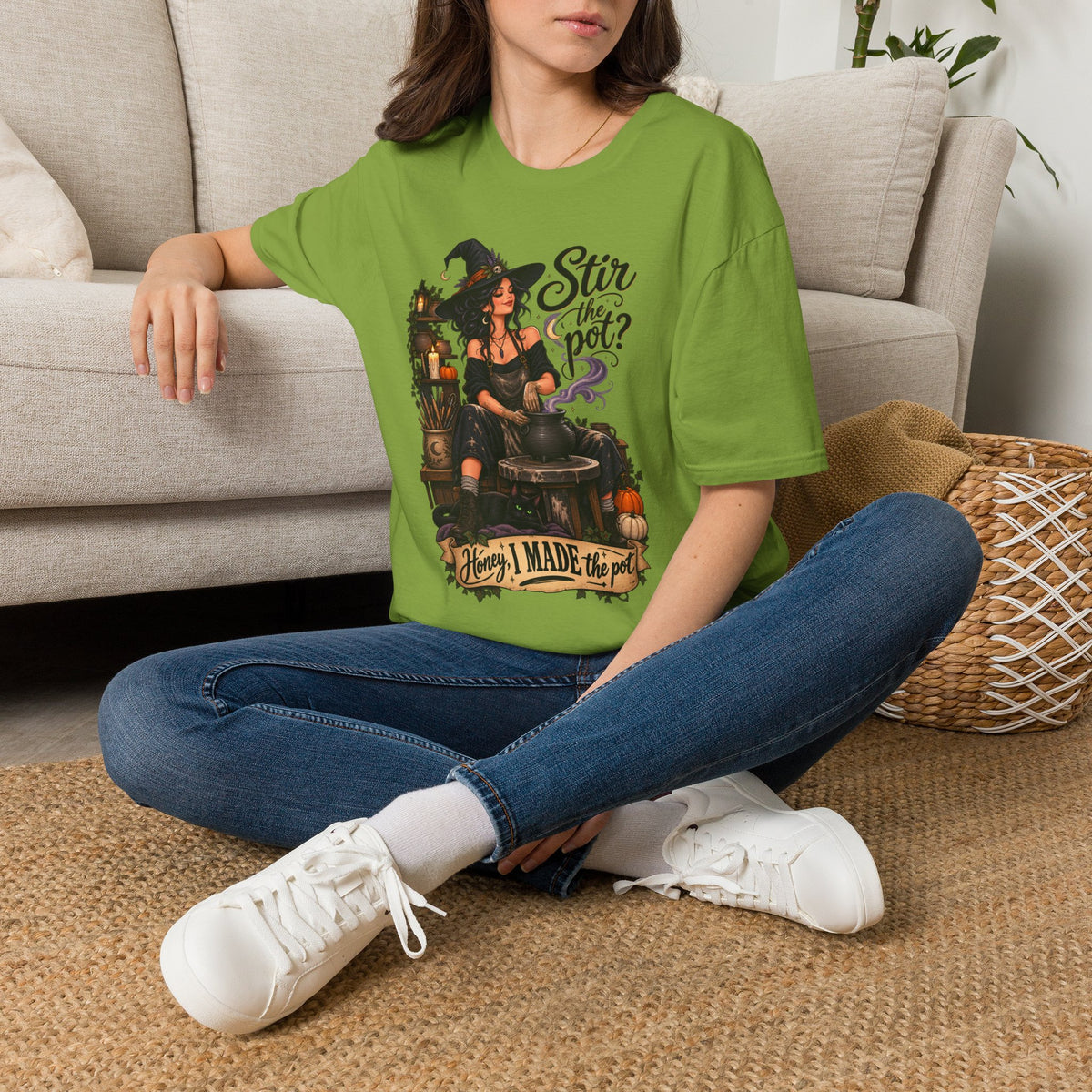 Stir the Pot Witch T-Shirt — Vintage Witch Cauldron Graphic Tee