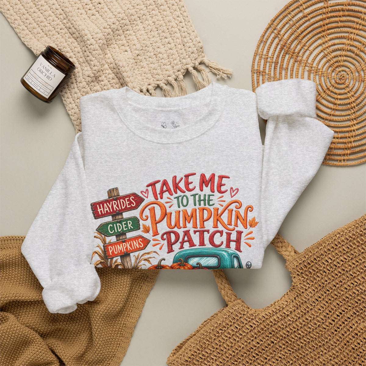 Pumpkin Patch Crewneck Sweatshirt — "Take Me to the Pumpkin Patch" Autumn Vibes