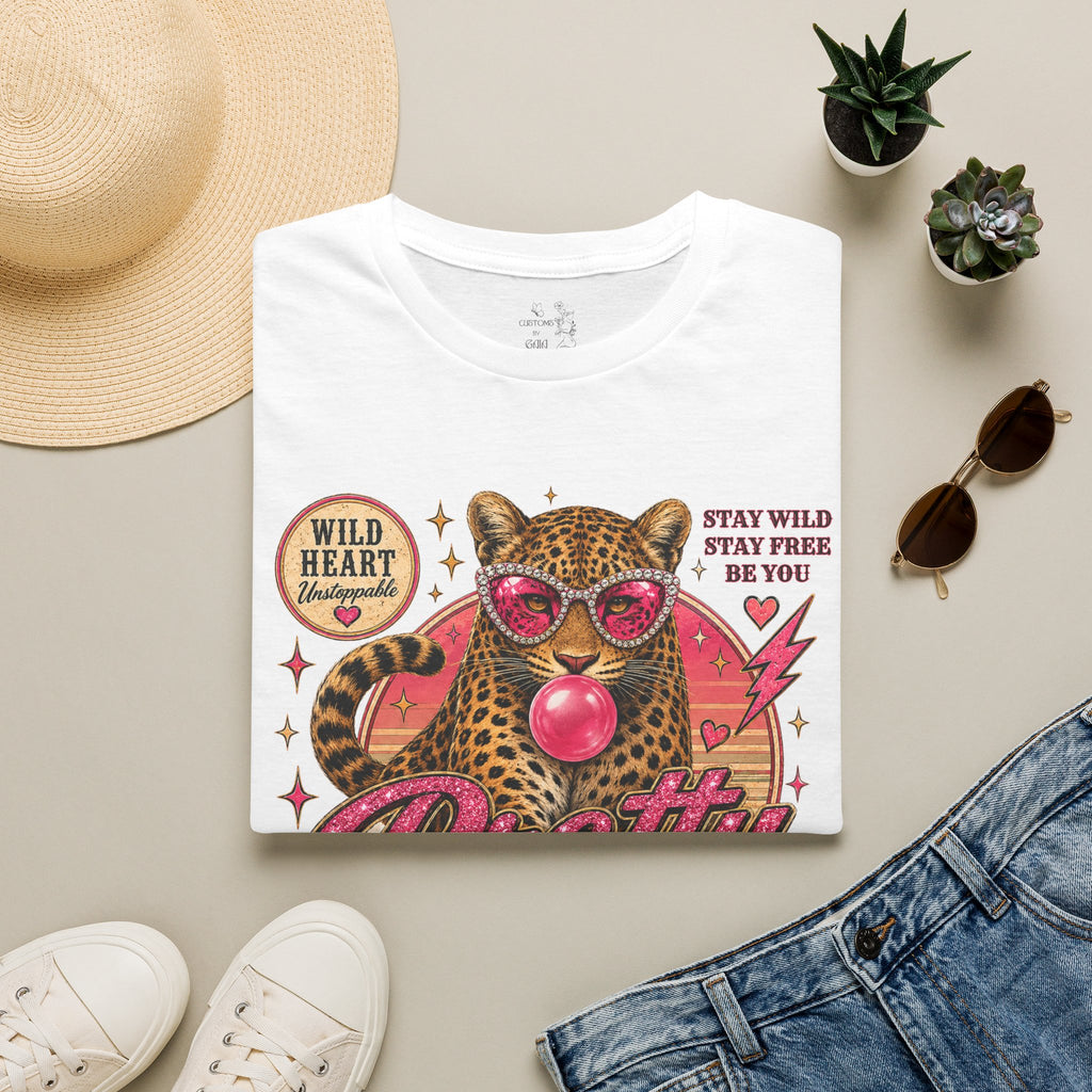 Leopard 'Pretty Savage' Graphic T-Shirt — Retro Wild Heart Design
