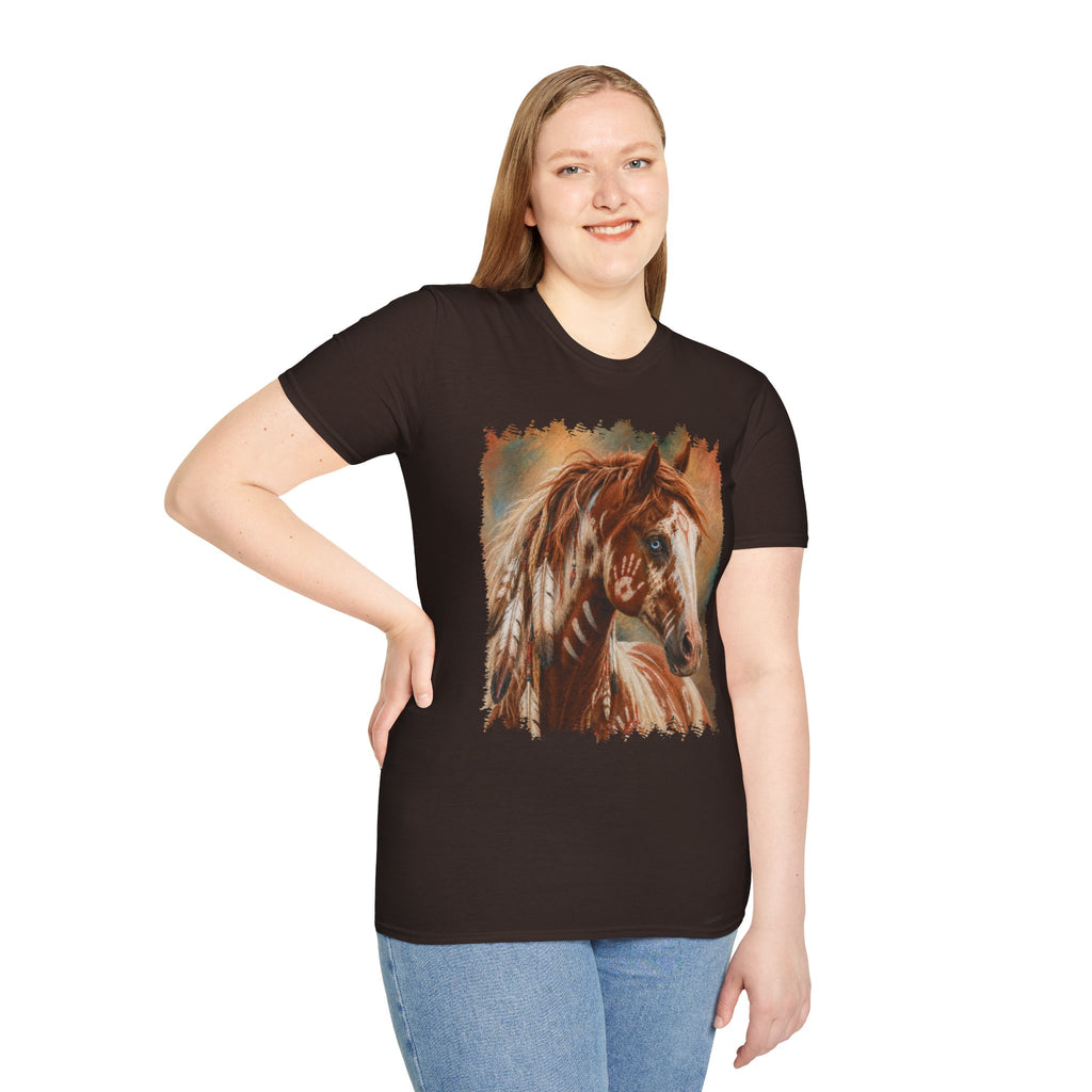 Horse Portrait T-Shirt — Blue-Eyed Paint Horse Art Tee