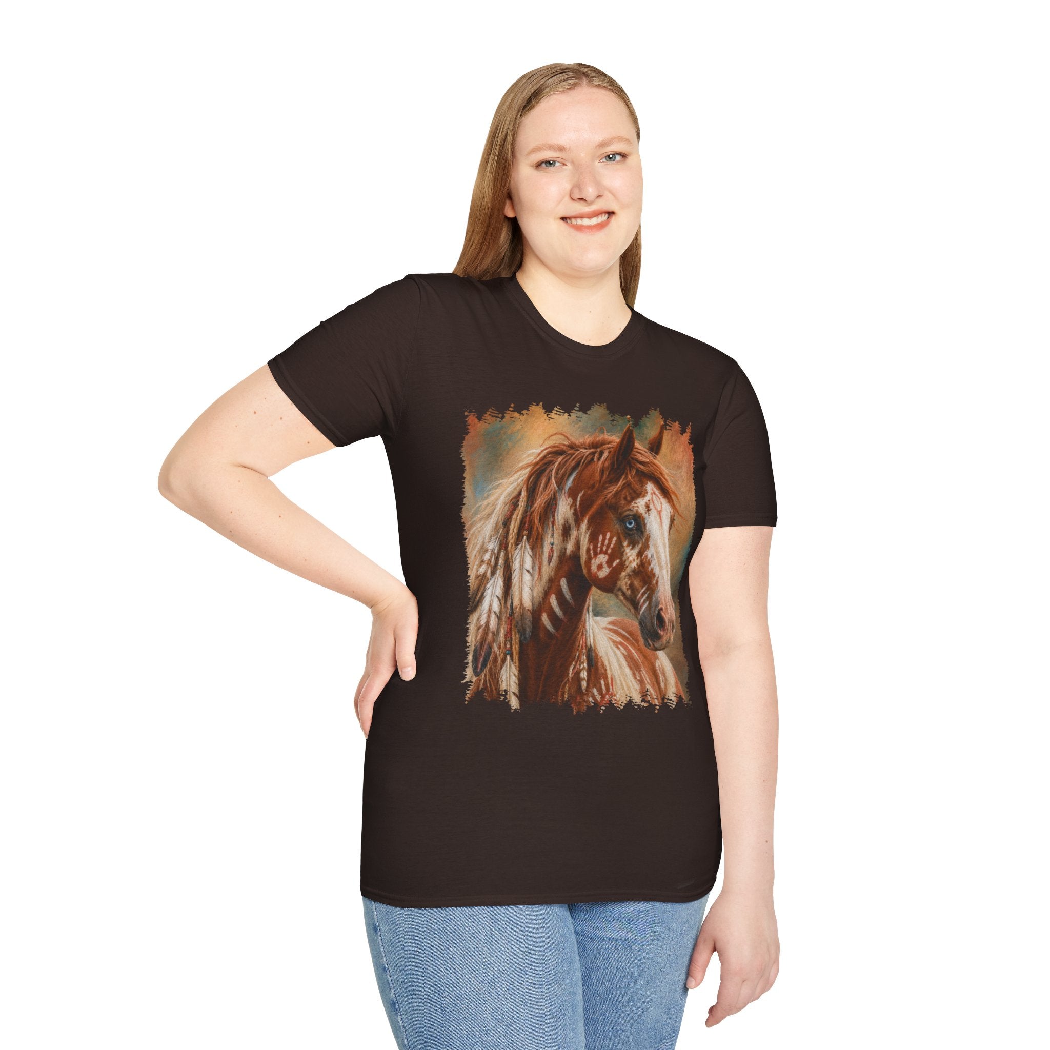 Horse Portrait T-Shirt — Blue-Eyed Paint Horse Art Tee