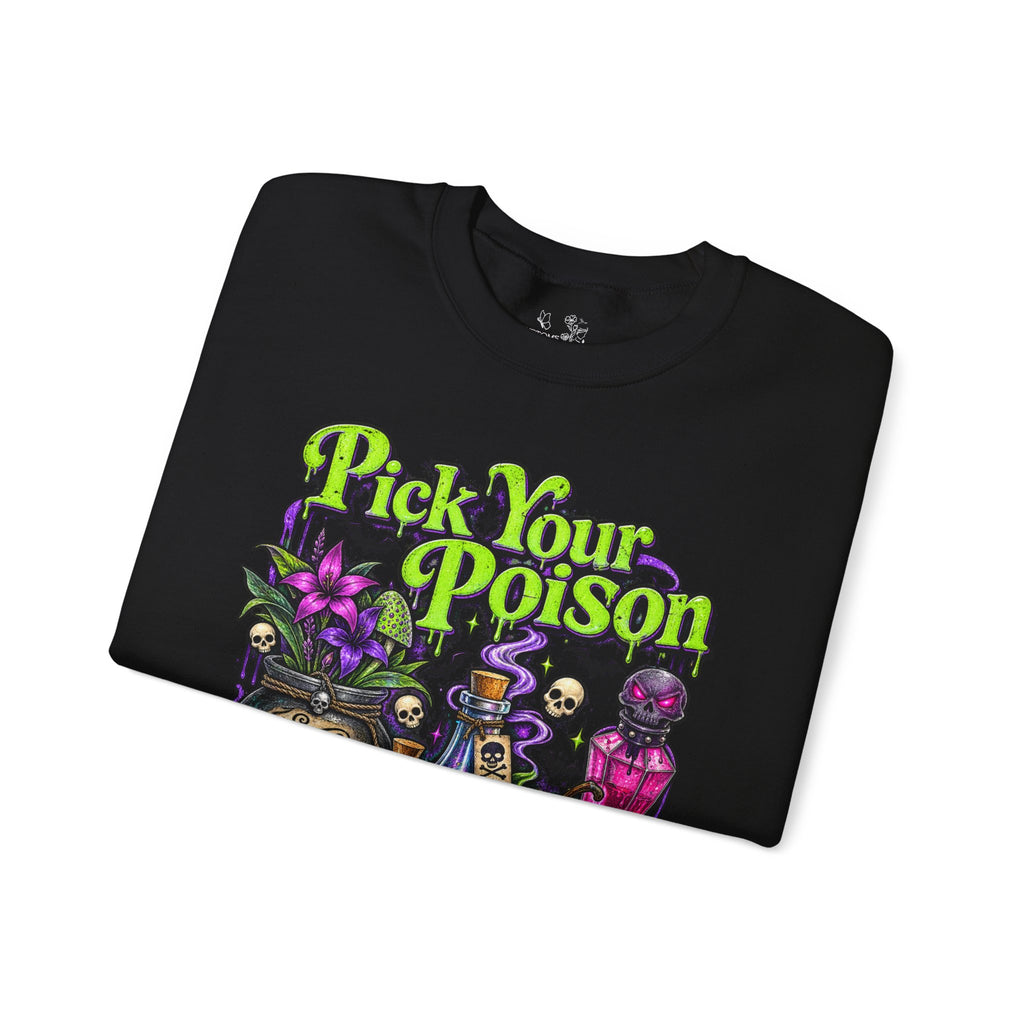 Sweatshirt — "Pick Your Poison" Halloween Potion Graphic Crewneck