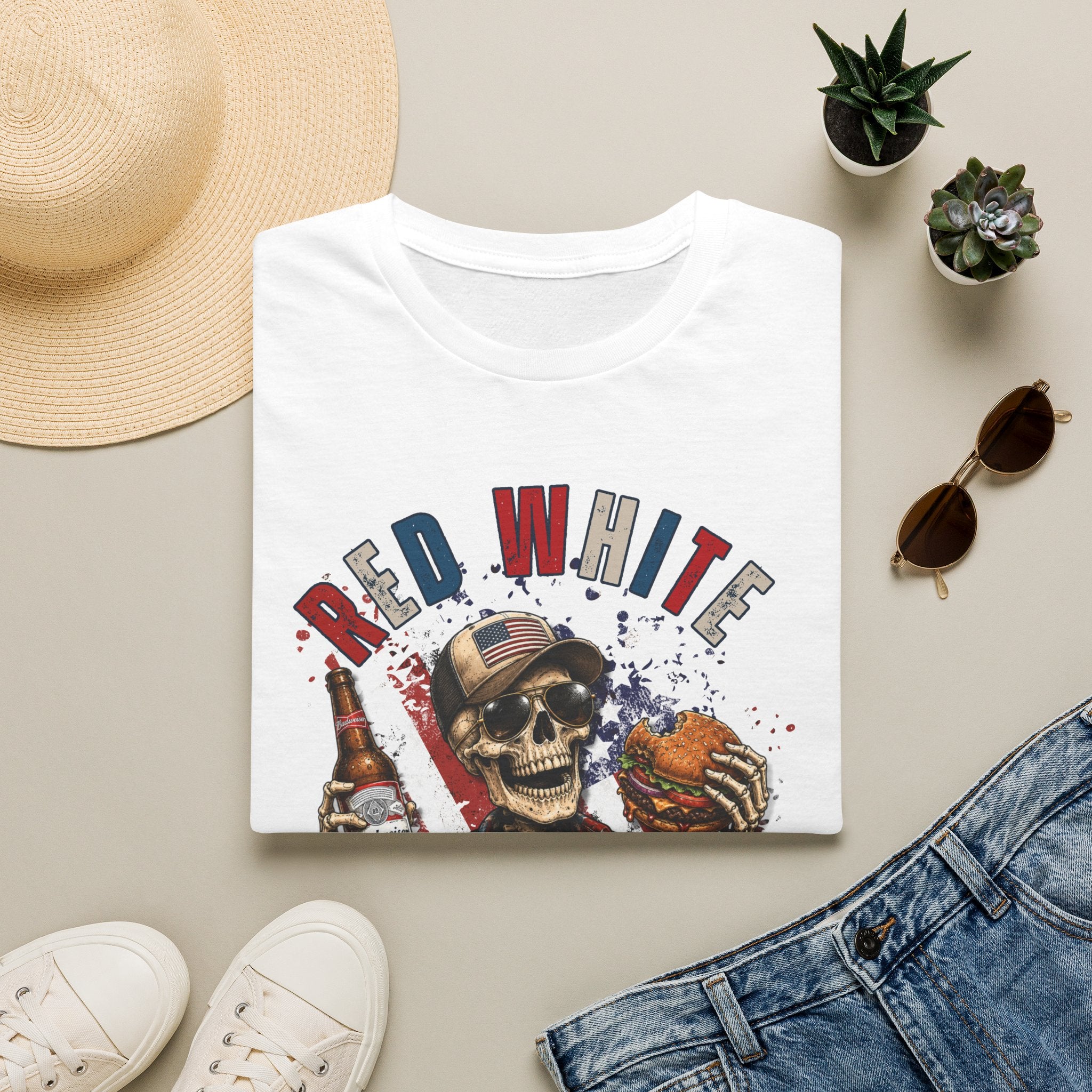 Patriotic Skull T-Shirt — "Red White & Proud" Independence Day Tee