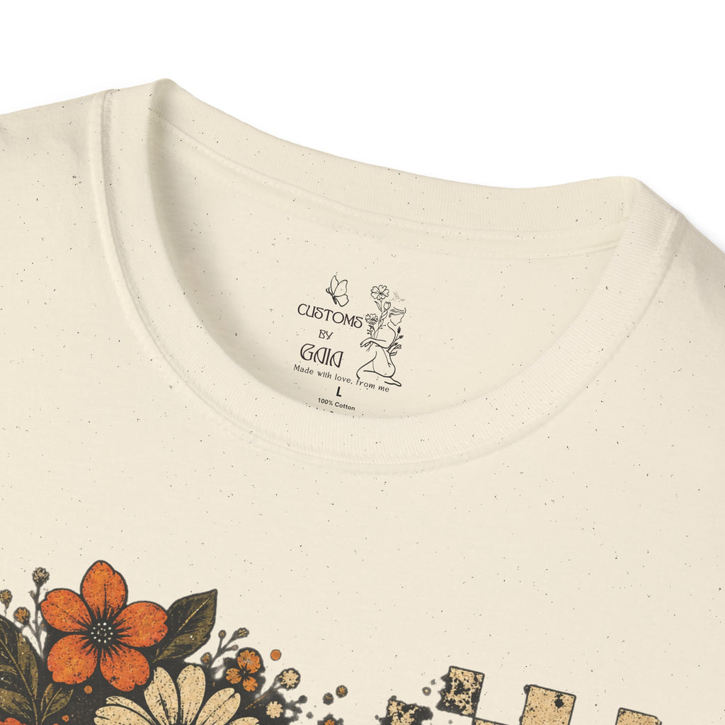 Floral Skull T-Shirt – Gothic Sunflower Checkerboard Design