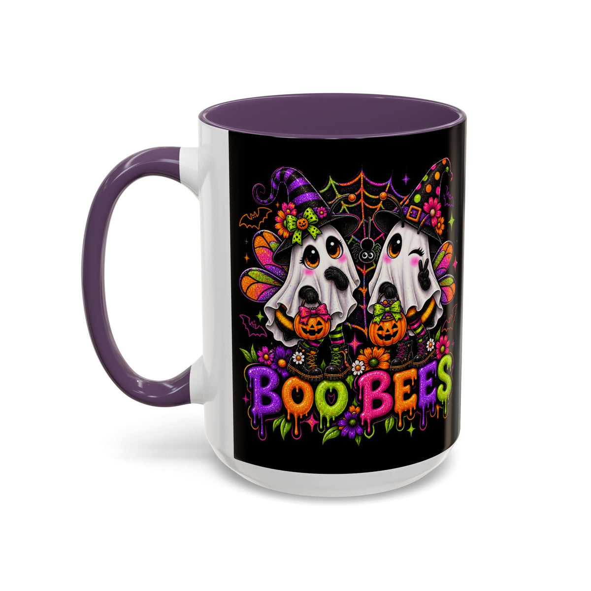 Halloween Boo Bees Coffee Mug — Cute Ghost Bees with Pumpkins
