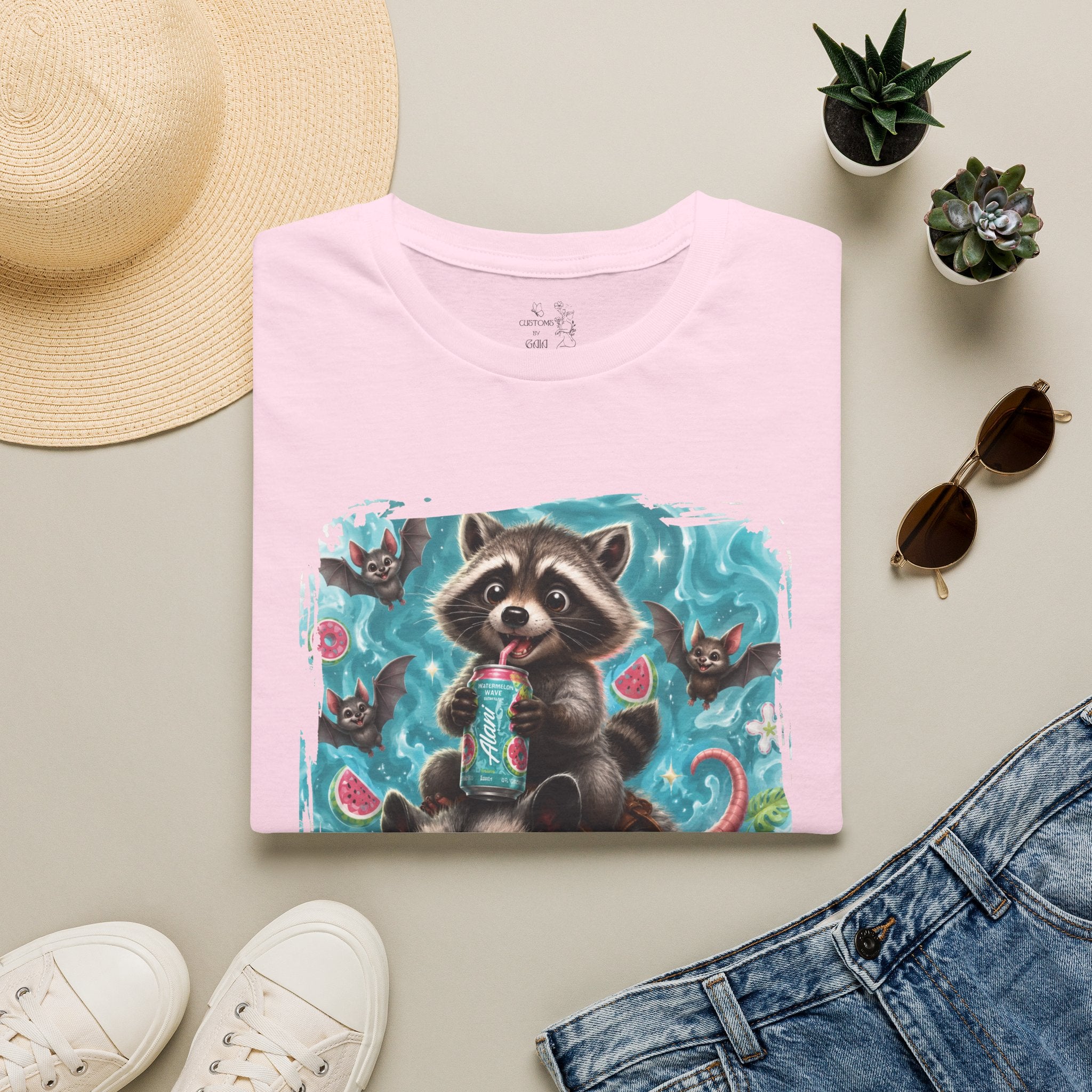 Raccoon Watermelon Summer T-Shirt — Cute Animal Graphic Tee