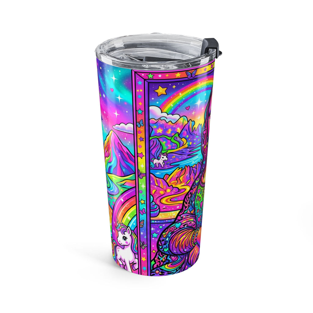 20oz Frankly Mona Lisa Tumbler – Rainbow Unicorn, Retro Vaporwave Travel Mug