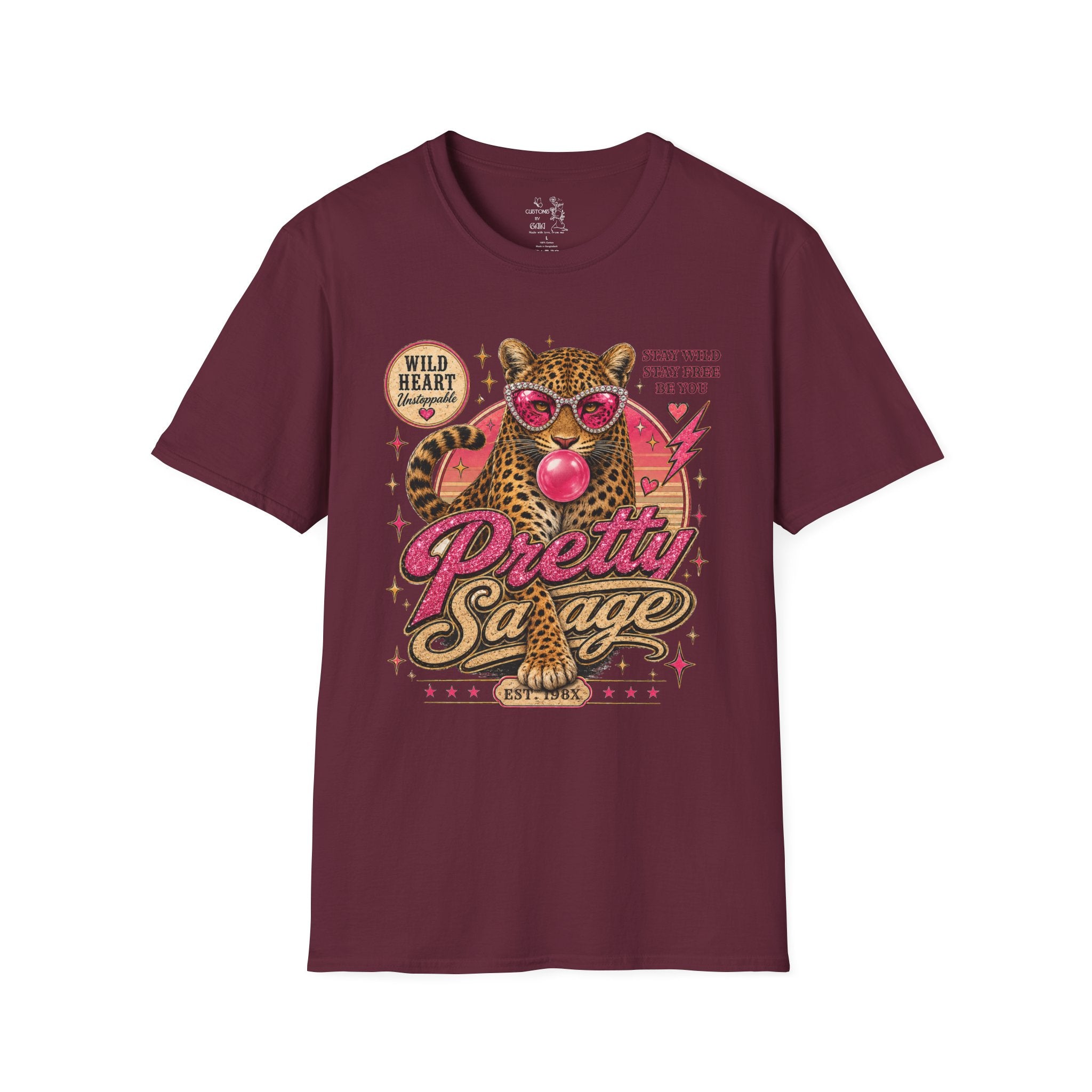 Leopard 'Pretty Savage' Graphic T-Shirt — Retro Wild Heart Design