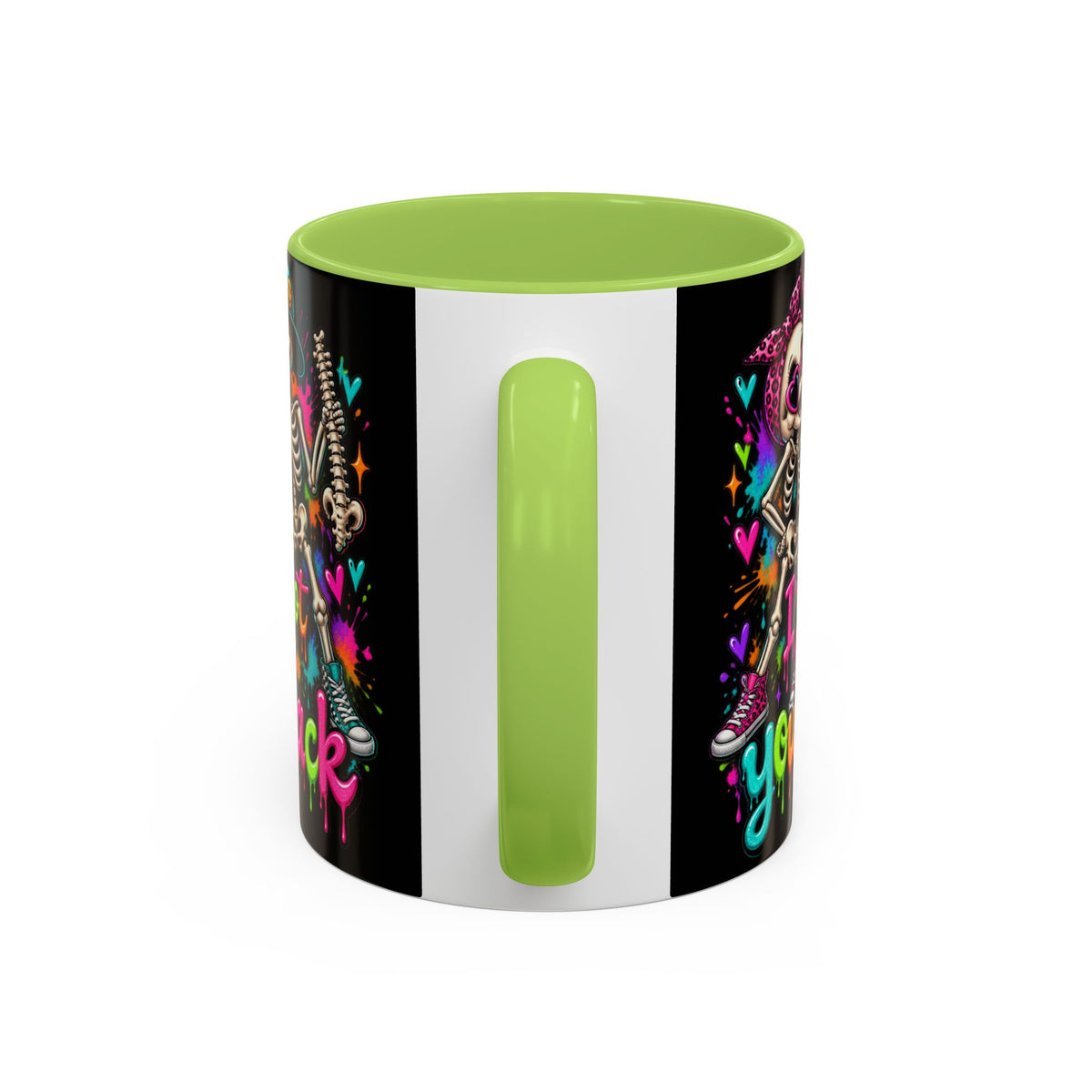 "I’ve Got Your Back" Skeleton Coffee Mug — Colorful Gothic Accent 11/15oz