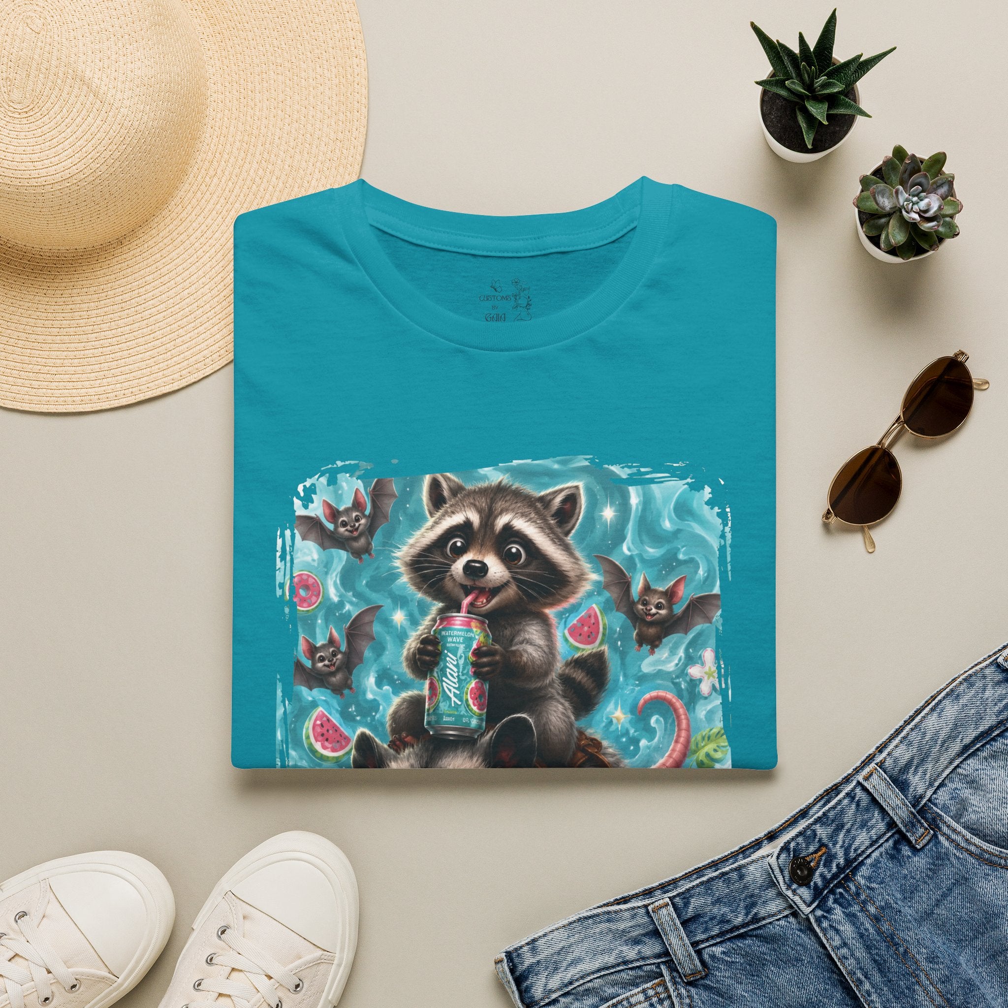 Raccoon Watermelon Summer T-Shirt — Cute Animal Graphic Tee