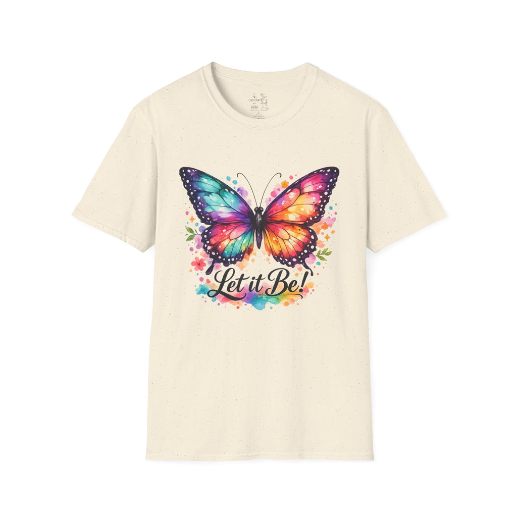 Butterfly "Let It Be" T-Shirt — Colorful Watercolor Wings Graphic Tee