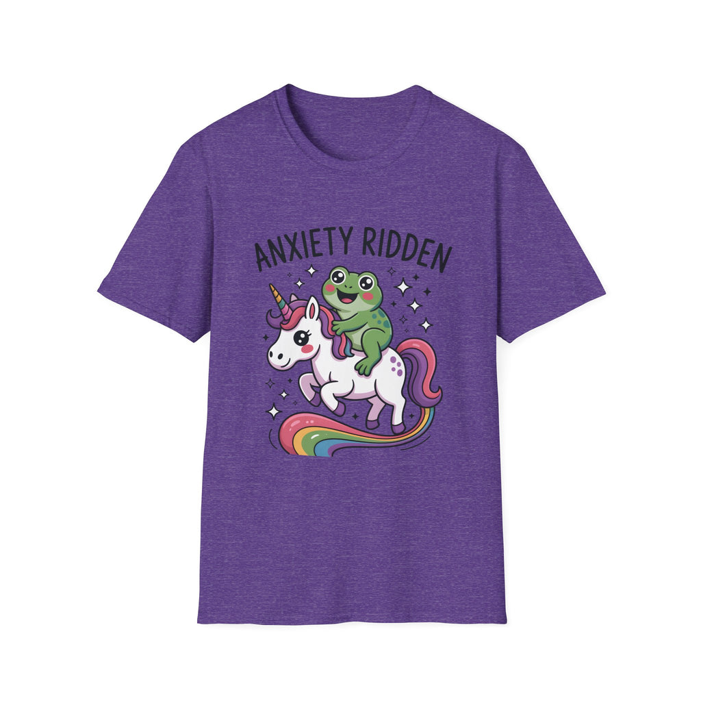Anxiety Ridden Frog on Unicorn T-Shirt — Cute Mental Health Awareness Graphic Tee