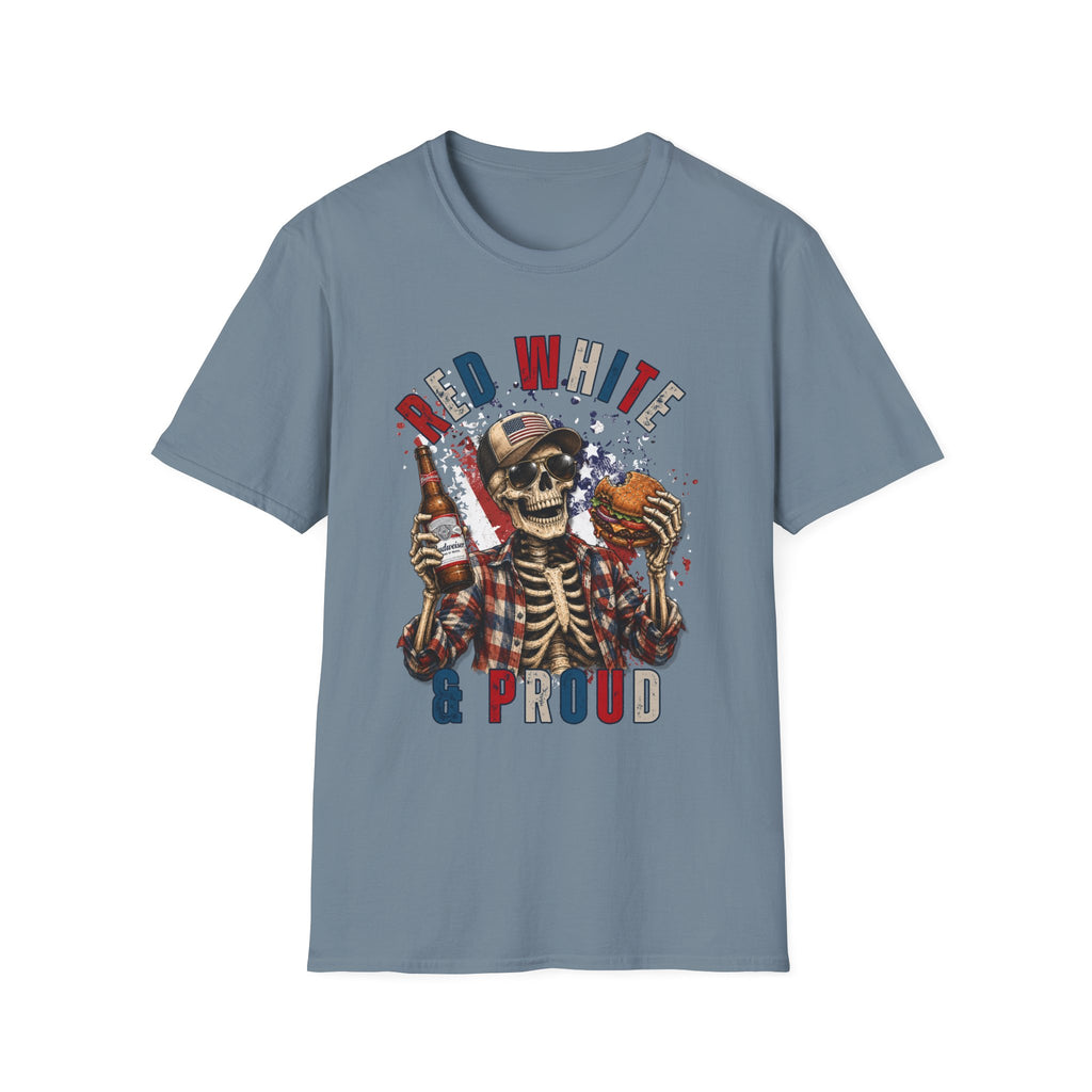 Patriotic Skull T-Shirt — "Red White & Proud" Independence Day Tee