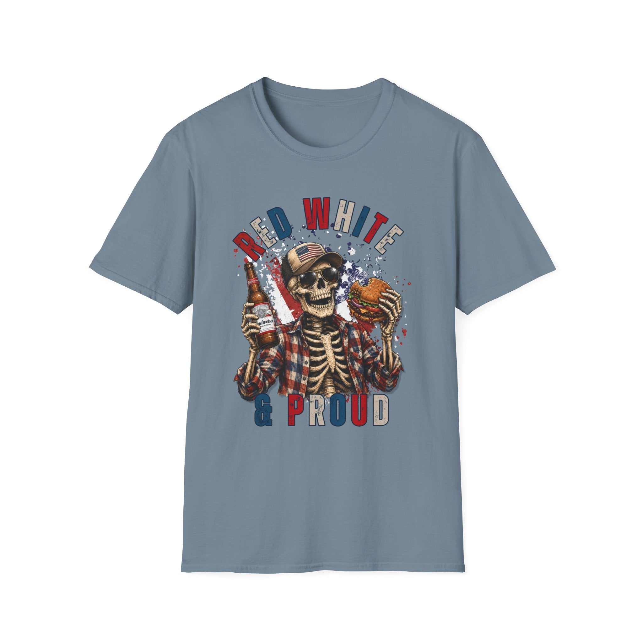 Patriotic Skull T-Shirt — "Red White & Proud" Independence Day Tee