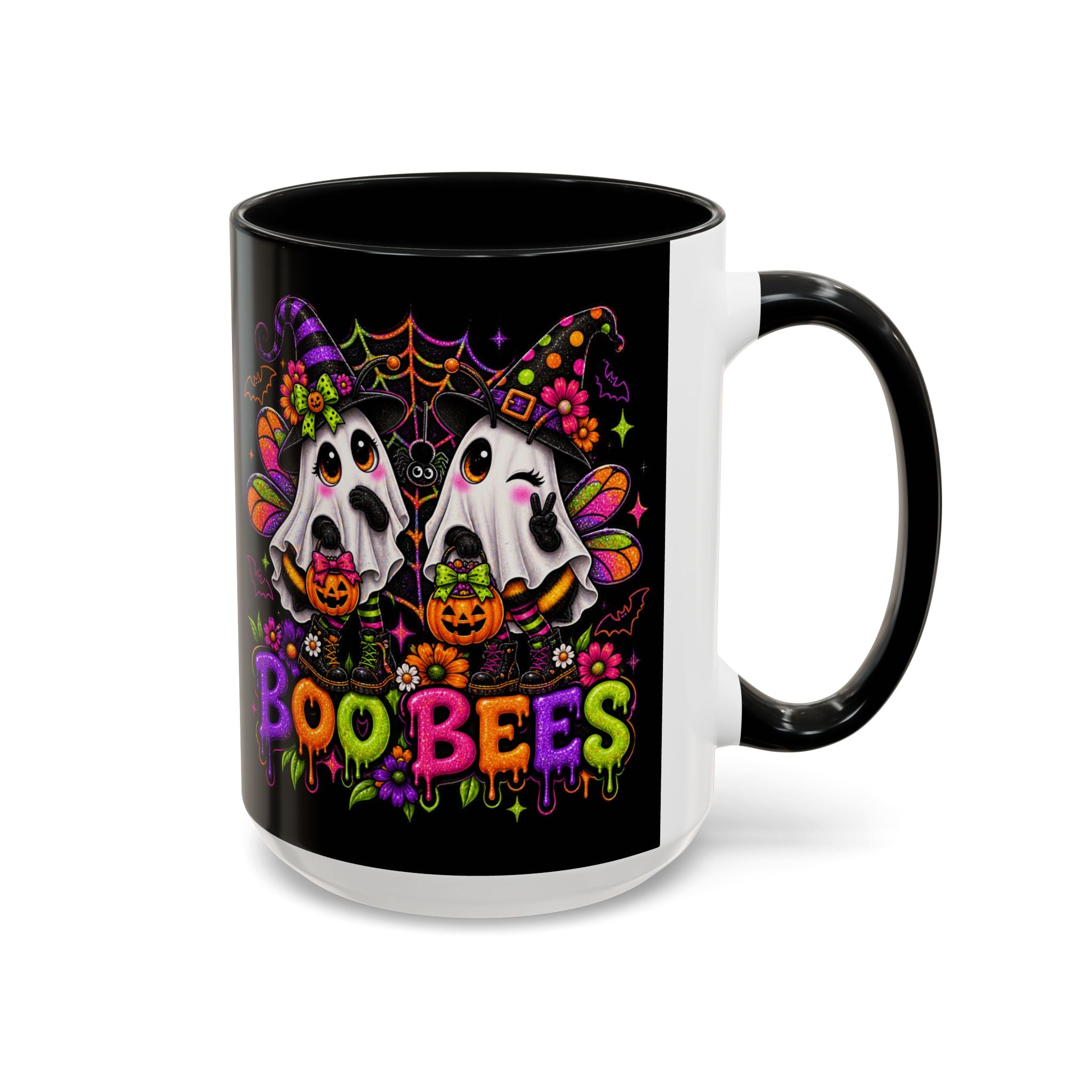 Halloween Boo Bees Coffee Mug — Cute Ghost Bees with Pumpkins
