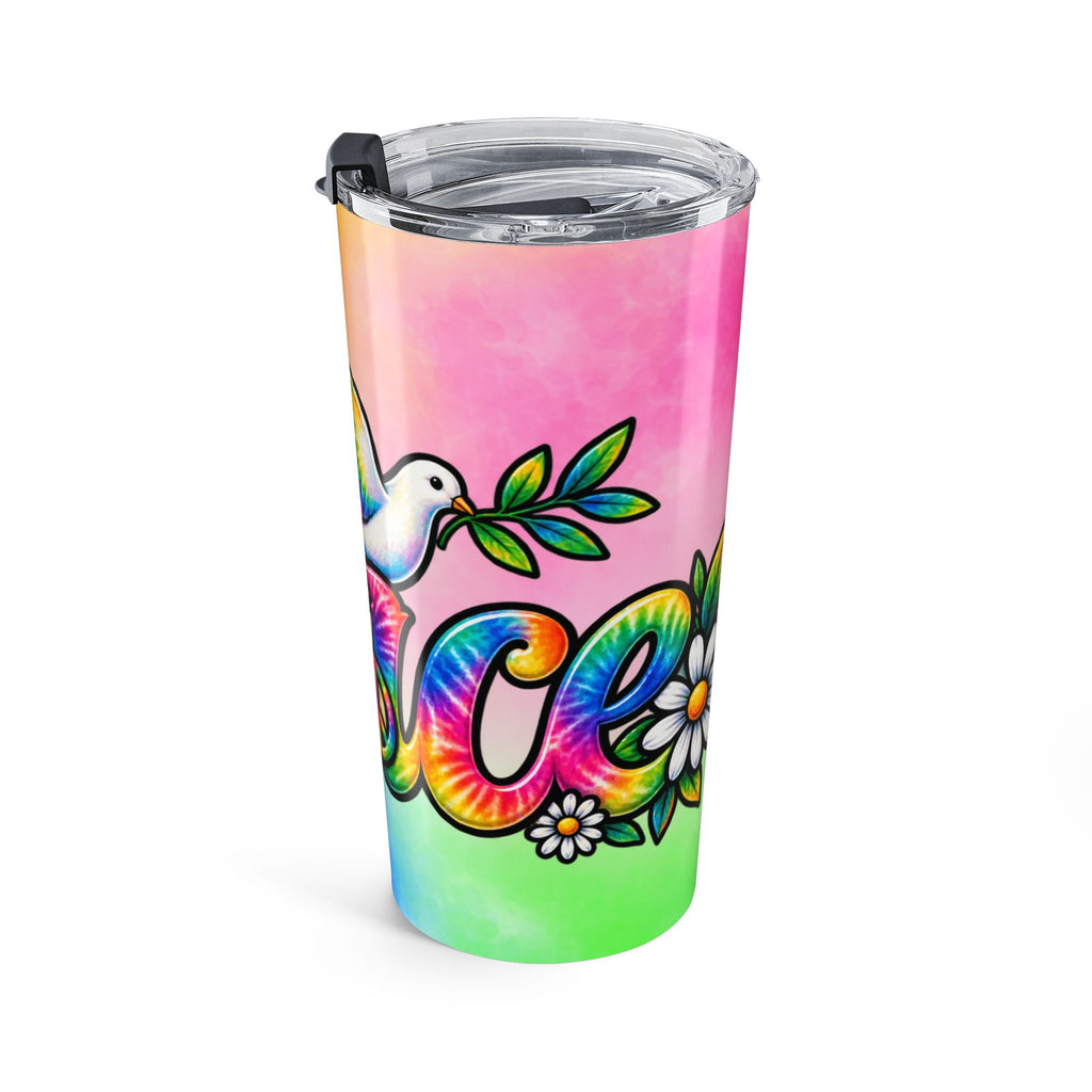 20oz Rainbow Dove Tumbler — Peace Sign & Daisy Travel Cup