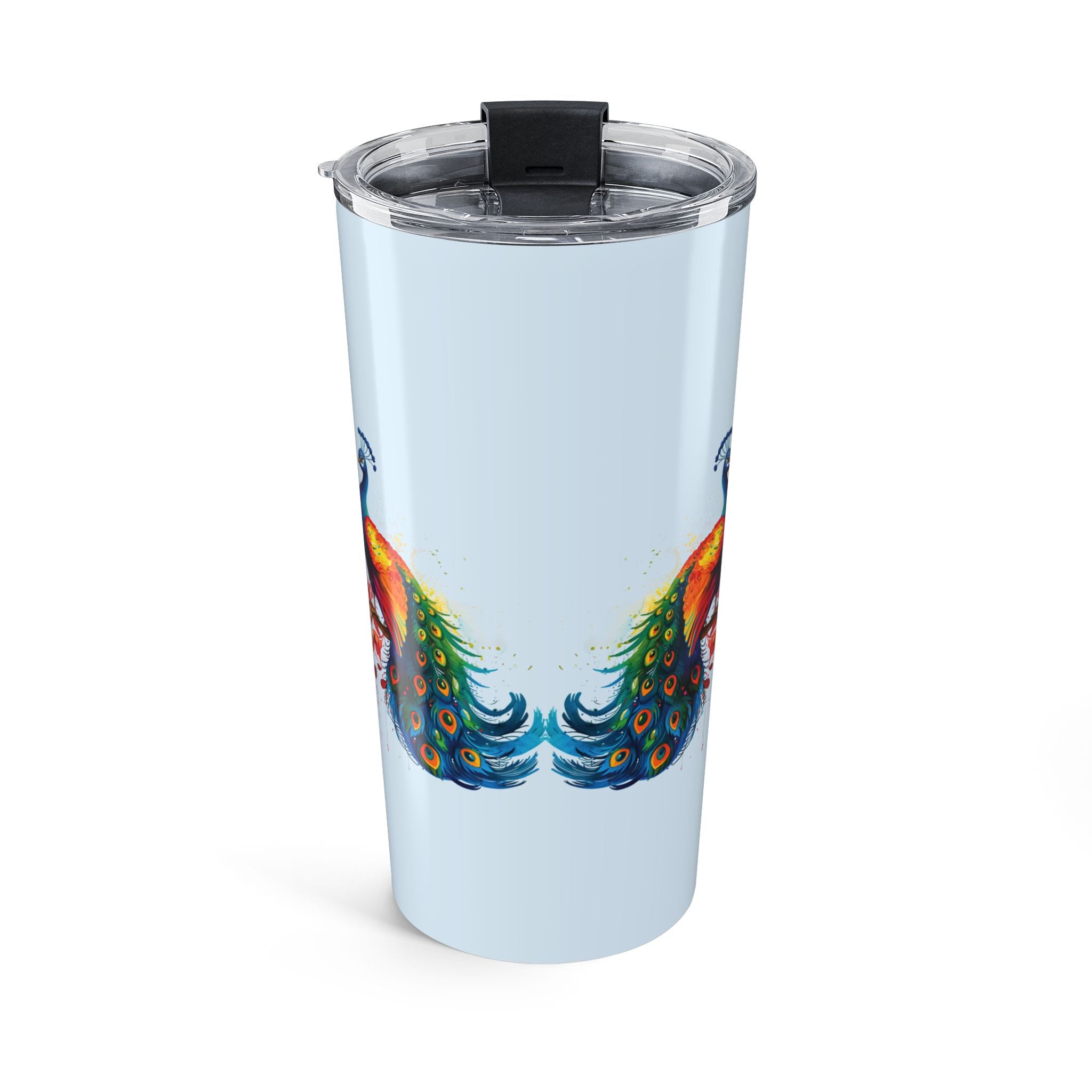 Colorful Peacock 20oz Tumbler – Insulated Travel Cup with Vibrant Feather Art