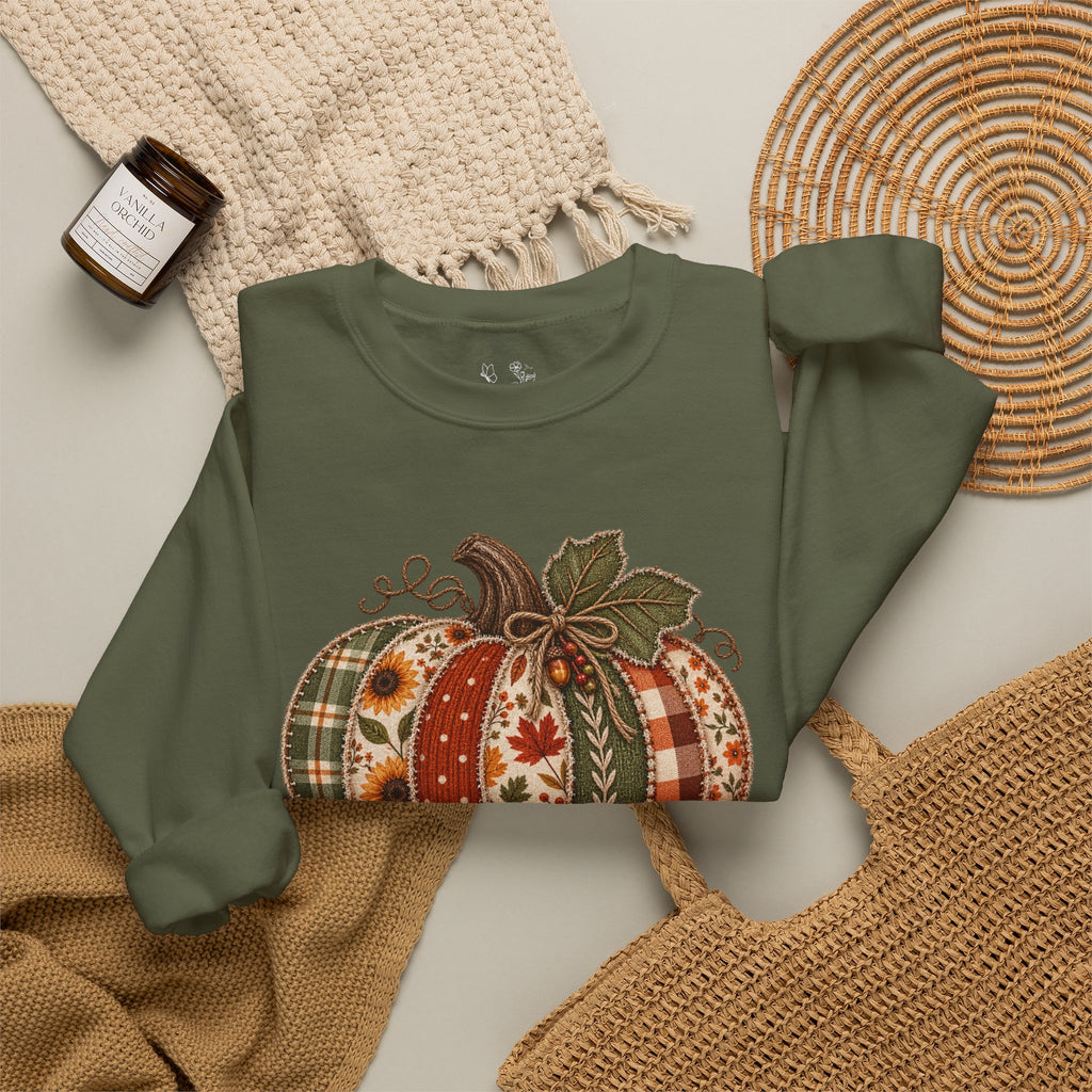 Autumn Patchwork Pumpkin Sweatshirt