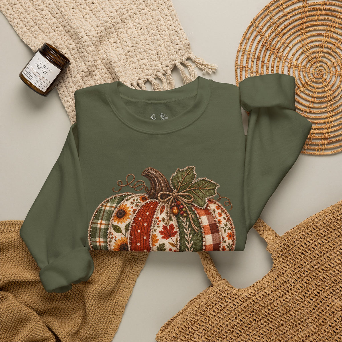 Autumn Patchwork Pumpkin Sweatshirt