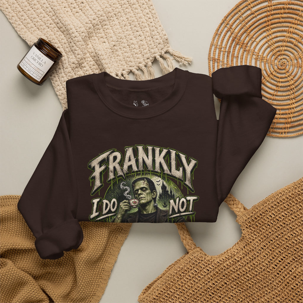 Sweatshirt — "Frankly I Do Not Care" Retro Gothic Skeleton Graphic Crewneck