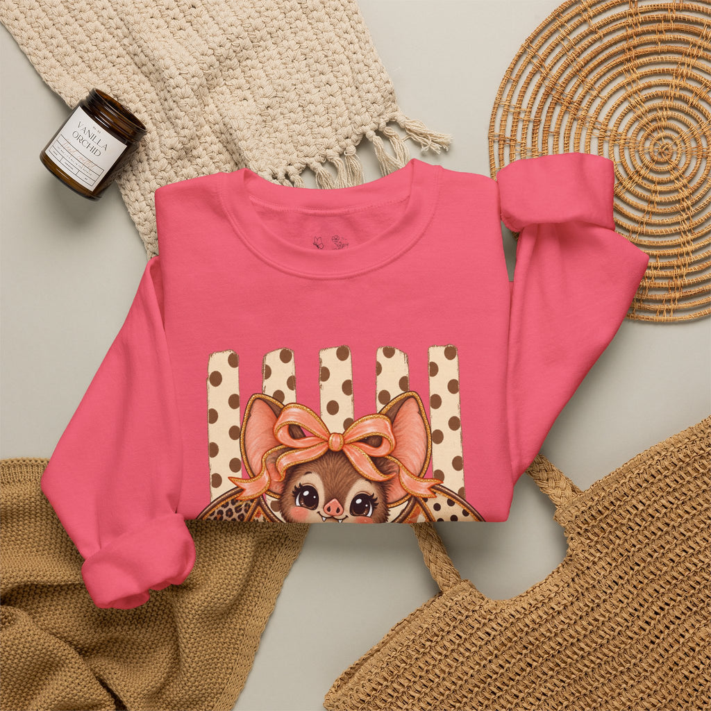 Cute Bat Crewneck Sweatshirt — Kawaii Bat with Bow Graphic