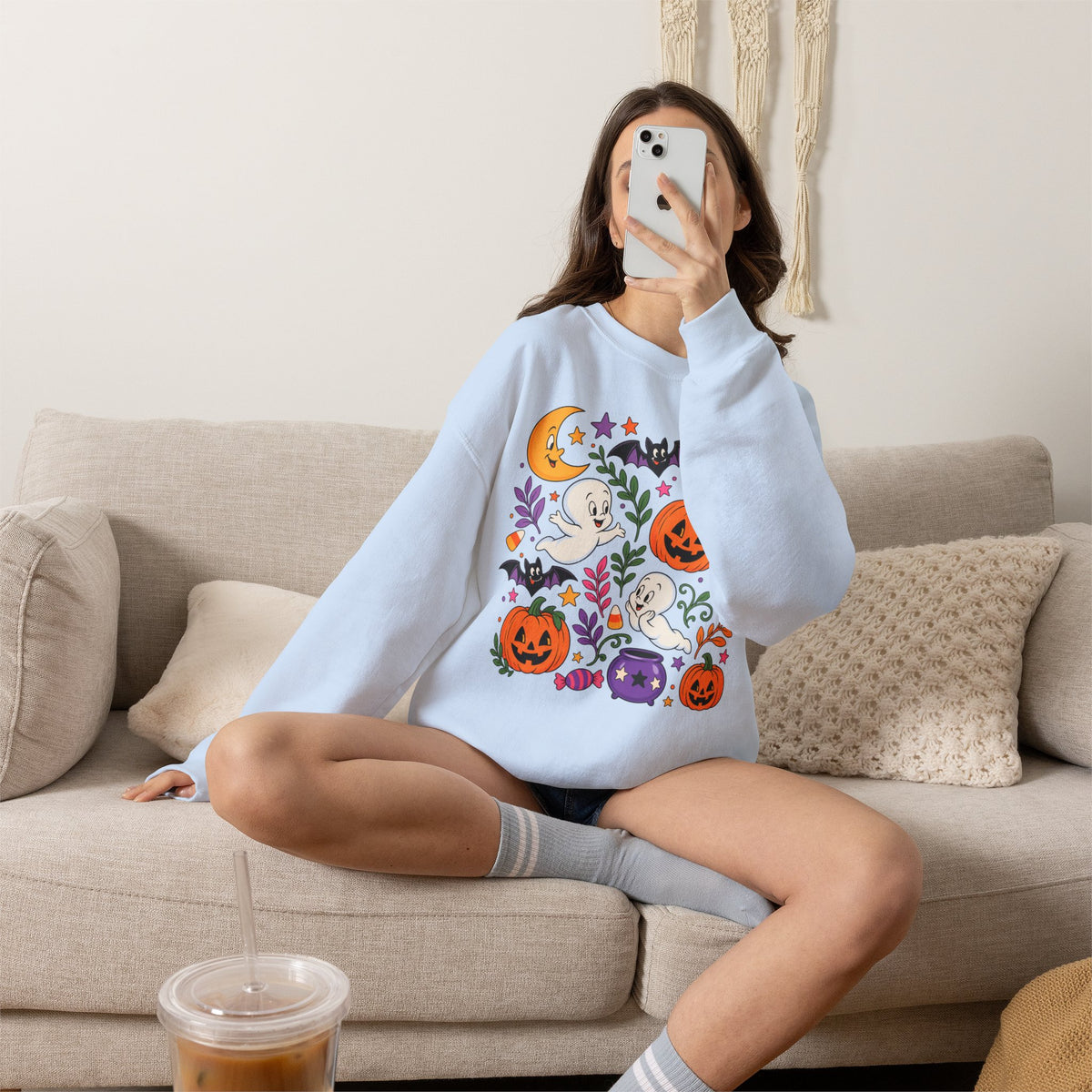 Halloween Ghosts & Pumpkins Crewneck Sweatshirt